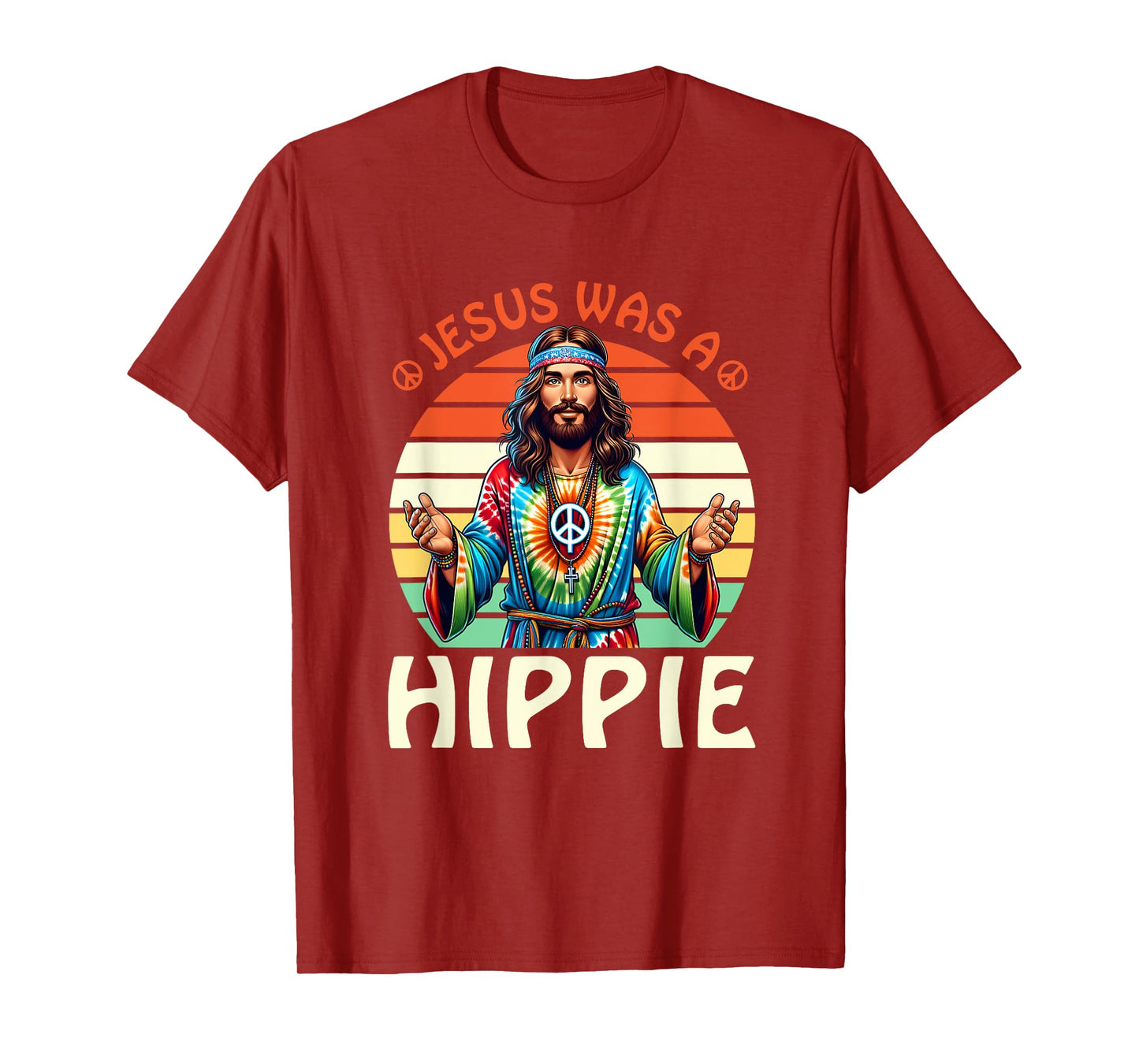 Groovy There Was Jesus Cross Christian Religious Hippie T-Shirt