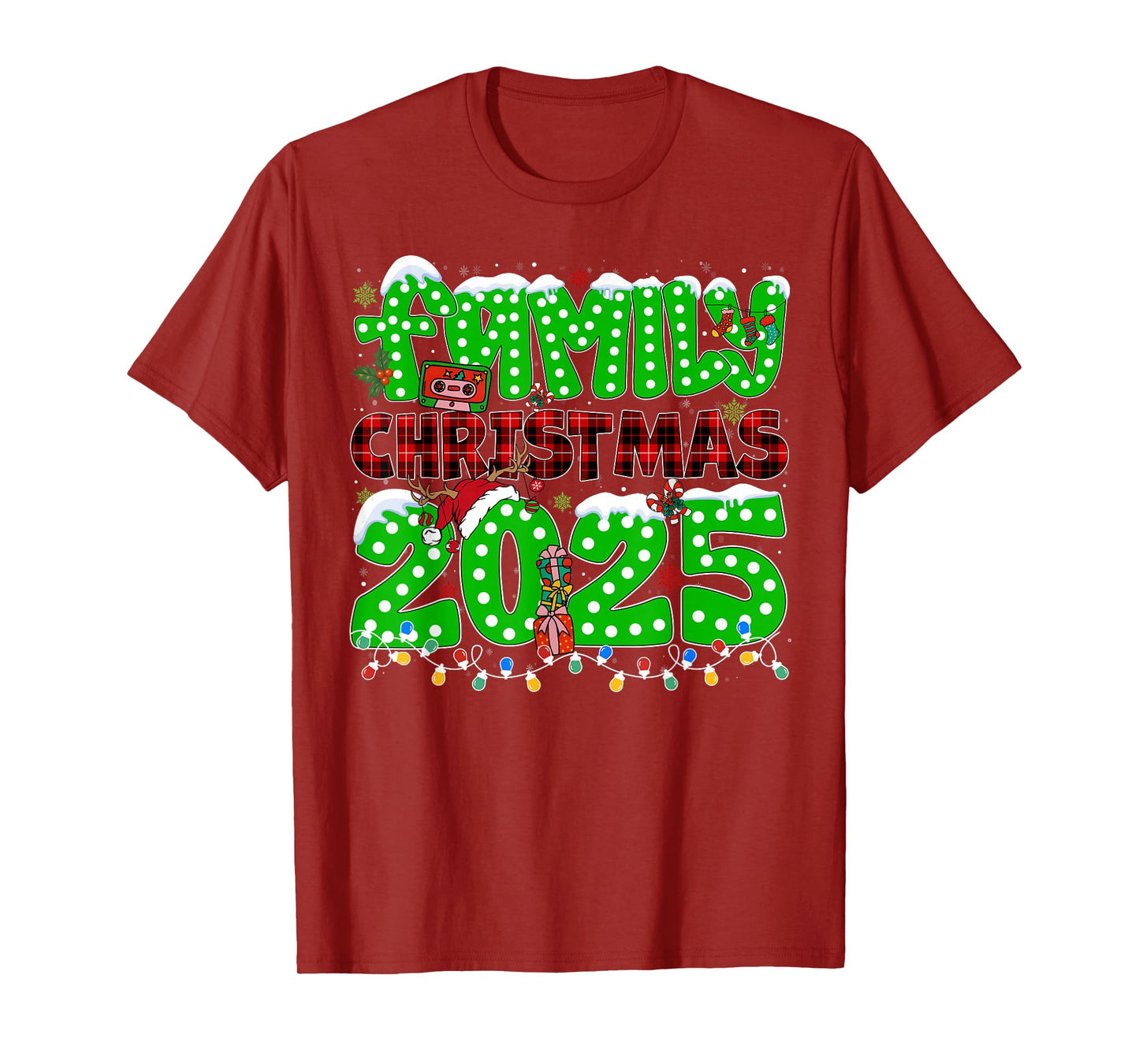 Family Holiday Christmas 2025 Xmas Lights Santa Pajamas T-Shirt