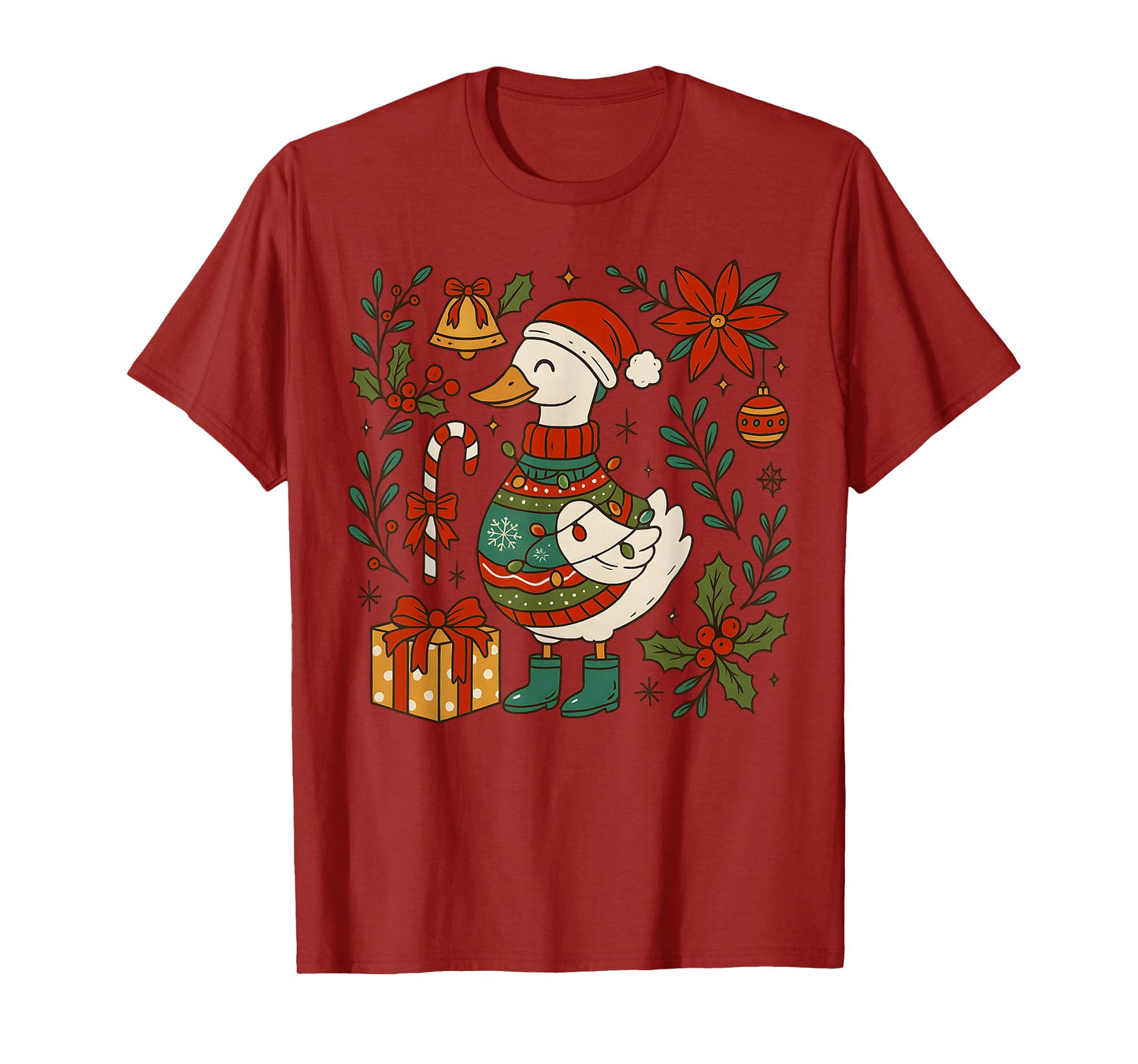Christmas Goose, Merry Goosemas, Santa Duck Merry Christmas T-Shirt