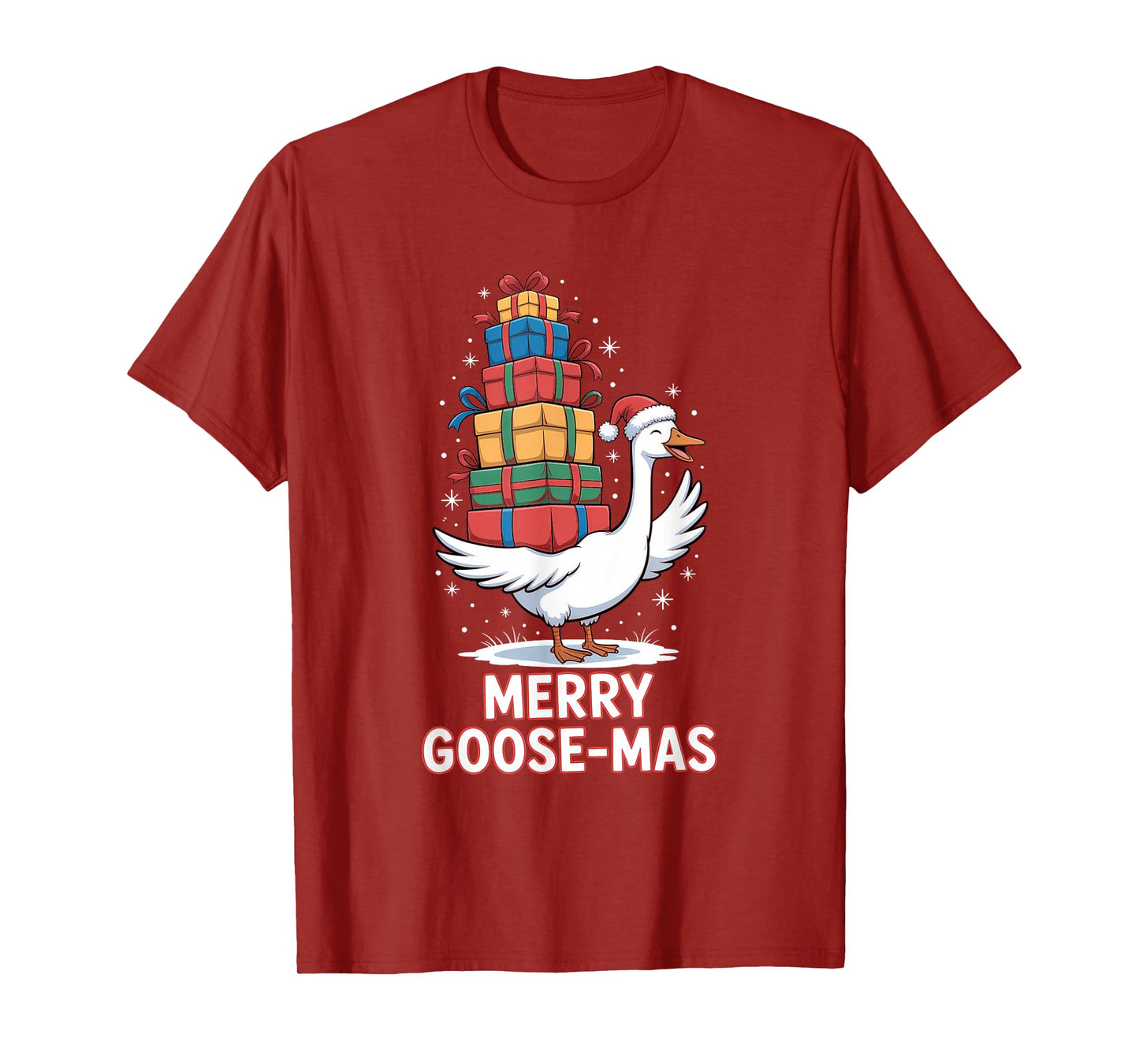 Merry Goose-mas with Xmas Presents Funny Christmas Goose T-Shirt