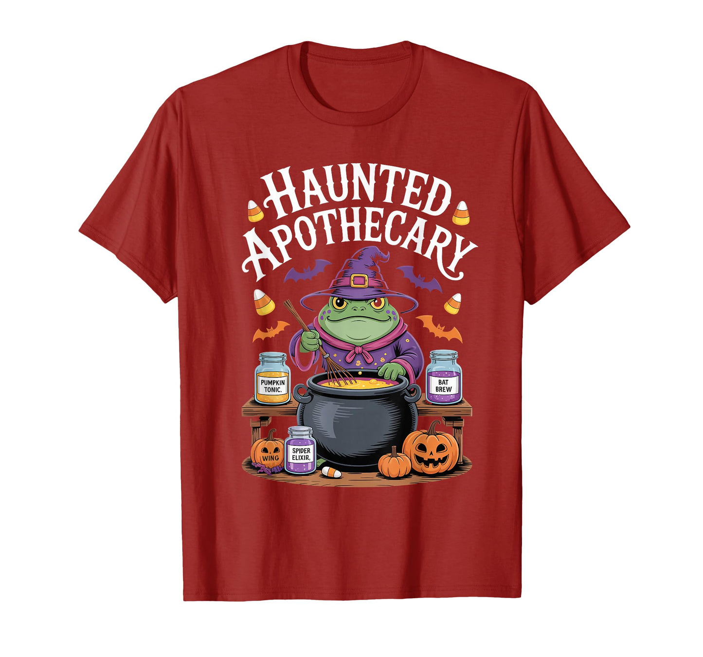 Haunted Apothecary Frog Witch Brew Halloween Spooky T-Shirt
