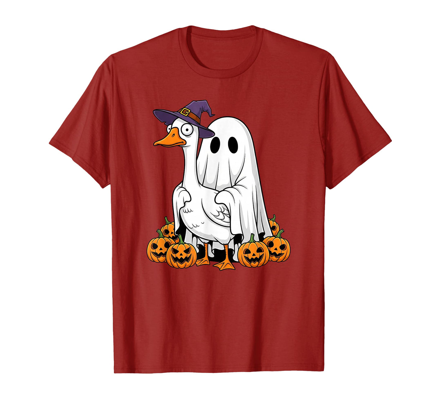 Funny Ghost Goose Pumpkin Halloween Kids Mens Womens T-Shirt