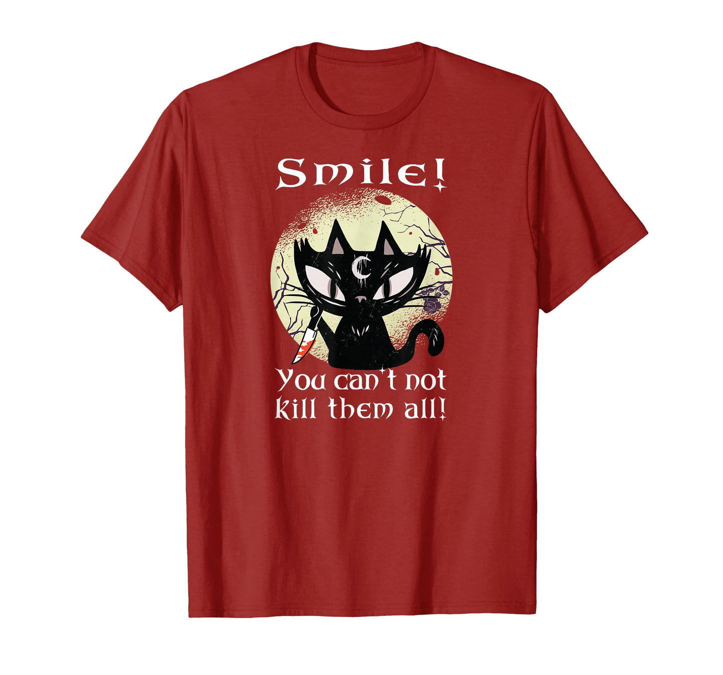 Occult Moon Rose Cat Smile You Can't Kill Them Witch Gothic T-Shirt
