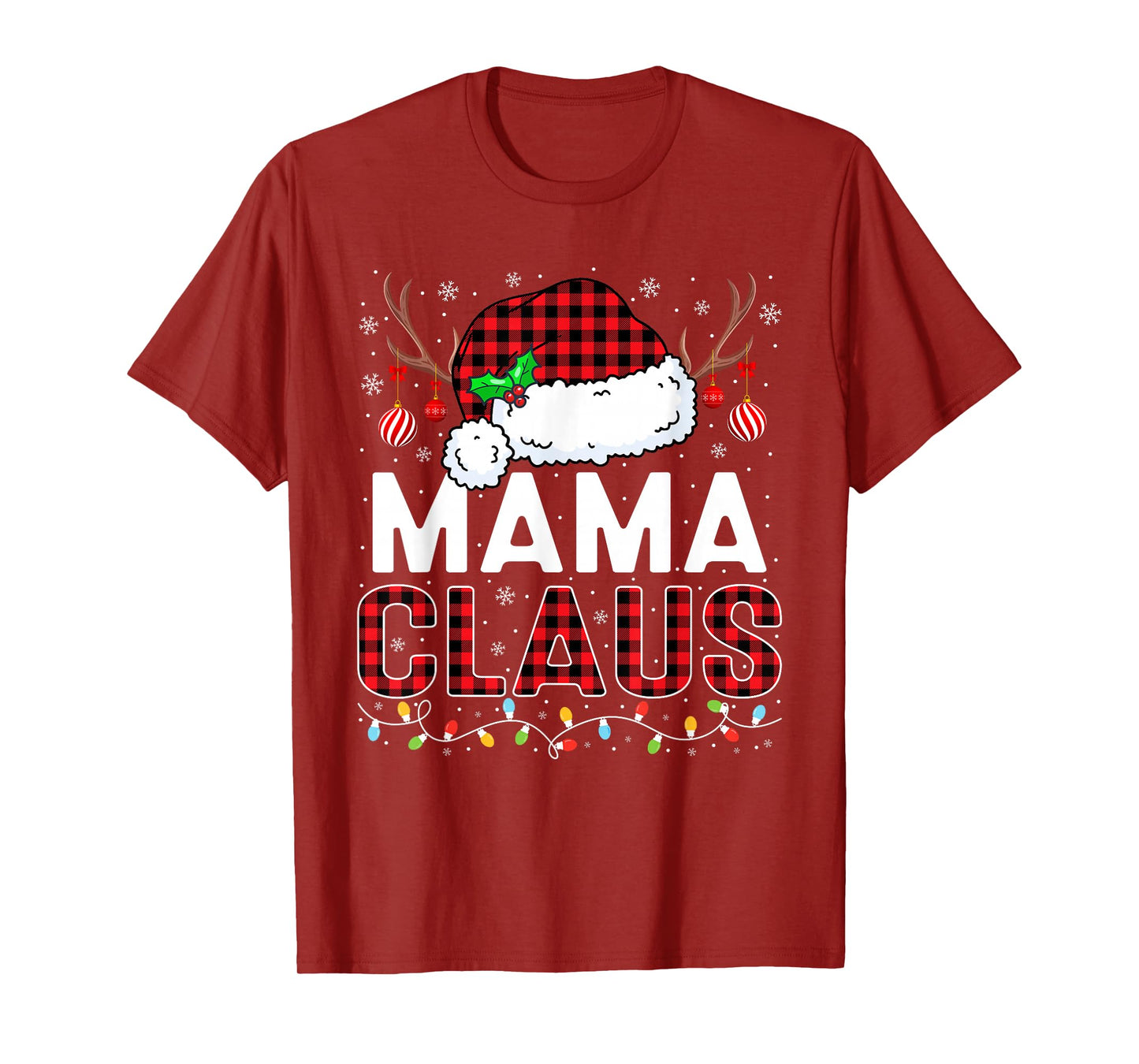 Christmas Lights Mama Claus Family Matching Xmas Pajama T-Shirt