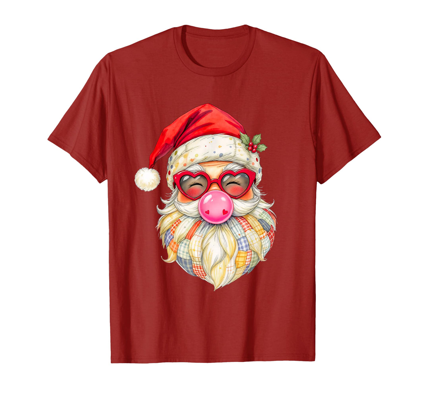 Patchwork Santa Claus Face Vintage Christmas Men Women Kids T-Shirt