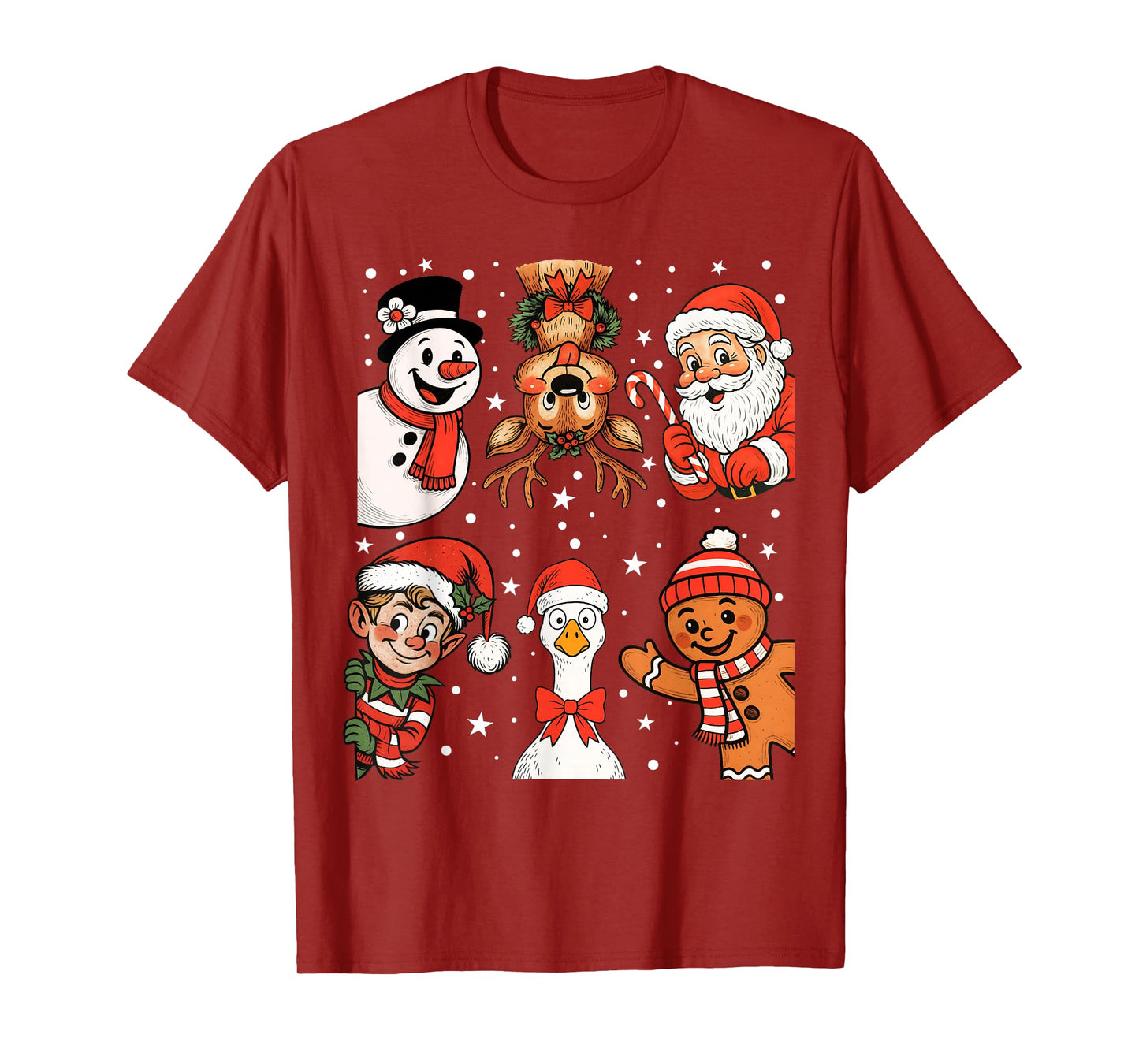 Funny Santa Claus Elf Snowman Ginger Bread Goose Christmas T-Shirt