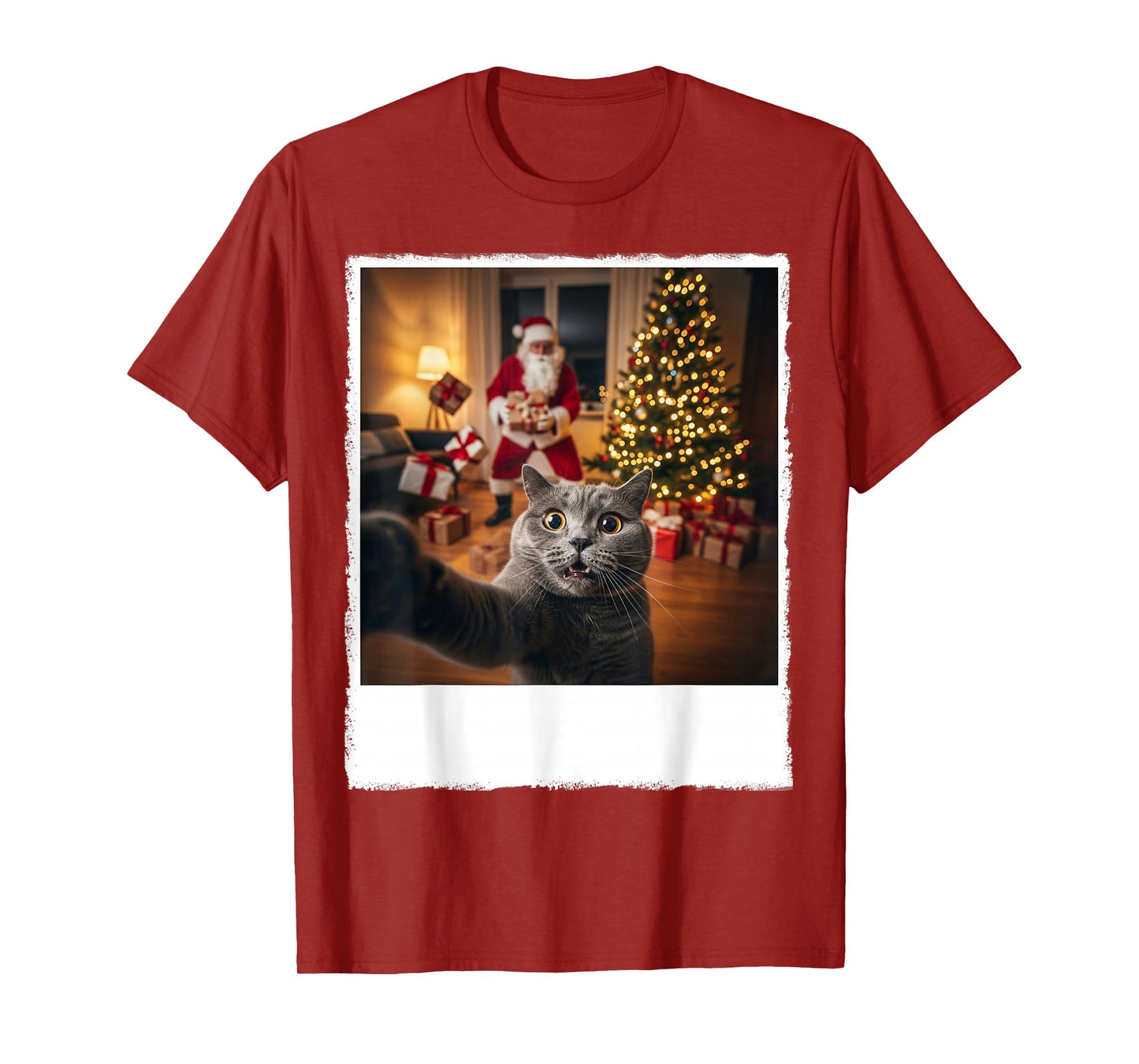 Holiday Funny Cat Selfie Santa Clause Gifts Christmas Night T-Shirt