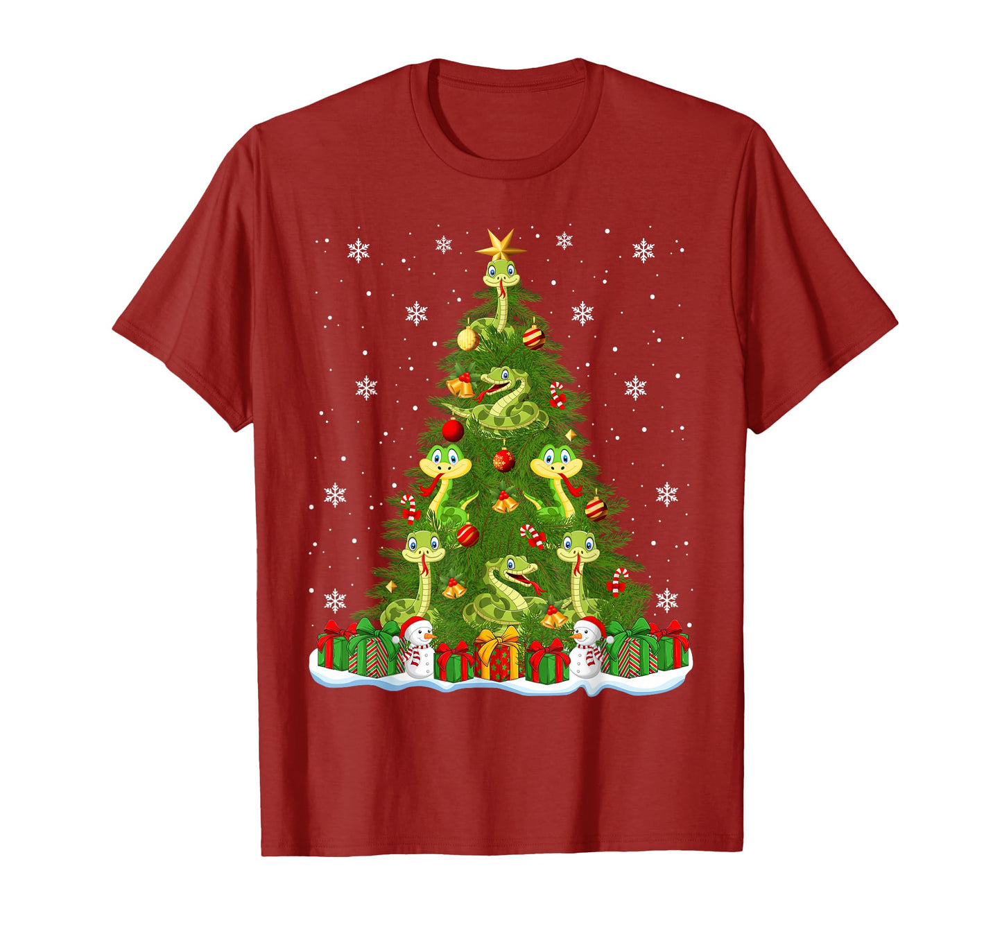 Cute Snake Christmas Tree Holiday Decor Funny Xmas Lights T-Shirt