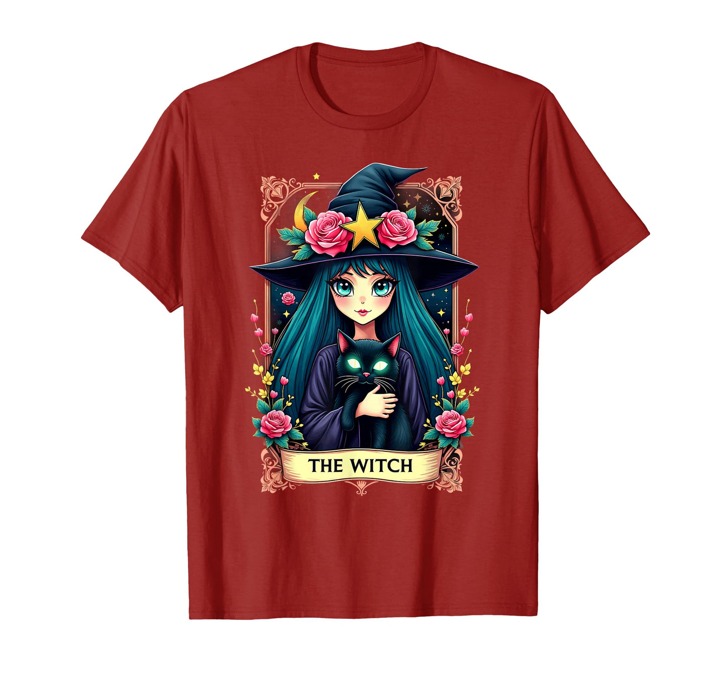 Gothic Tarot Card The Witch with Black Cat T-Shirt