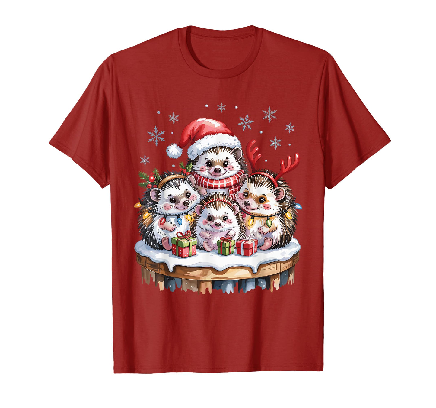 Hedgehog Christmas Cute Pet Lovers Funny Holiday Pajamas T-Shirt