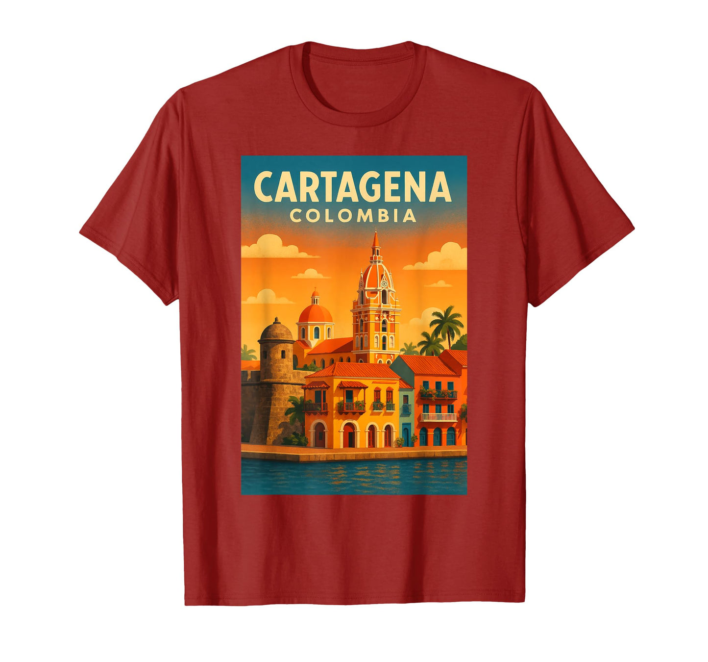 Cartagena Colombia Vintage Travel Art Print Poster Design T-Shirt