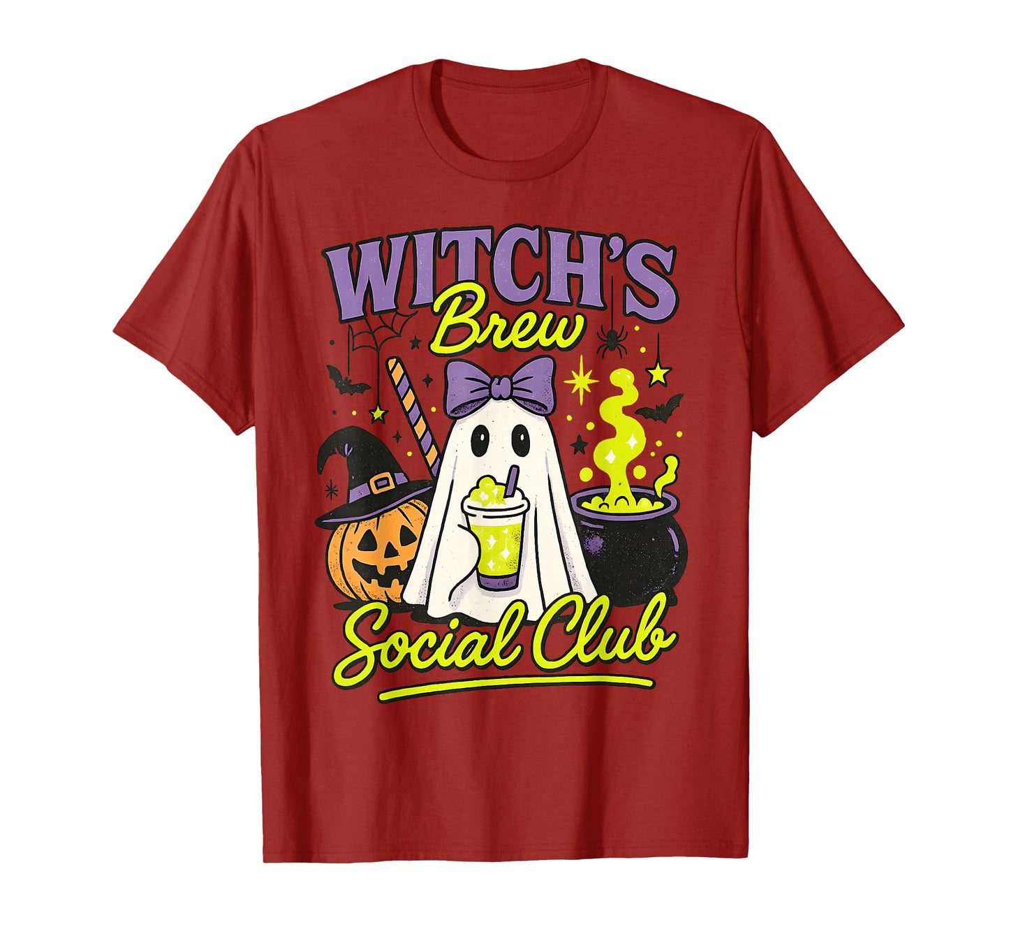 Witch’s Brew Halloween Ghost Cauldron Social Club Funny T-Shirt