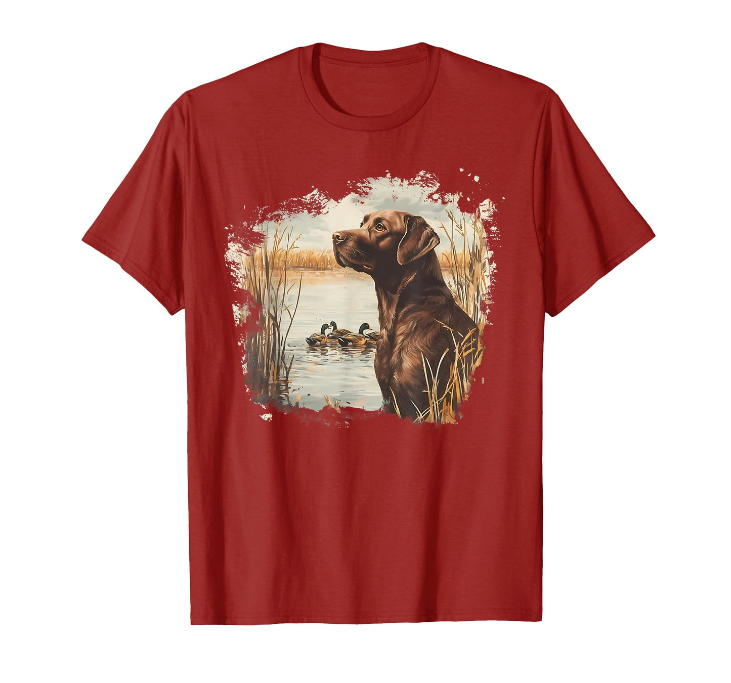 Retro Chocolate Lab Mallard Duck For Duck Hunting Men Dad T-Shirt
