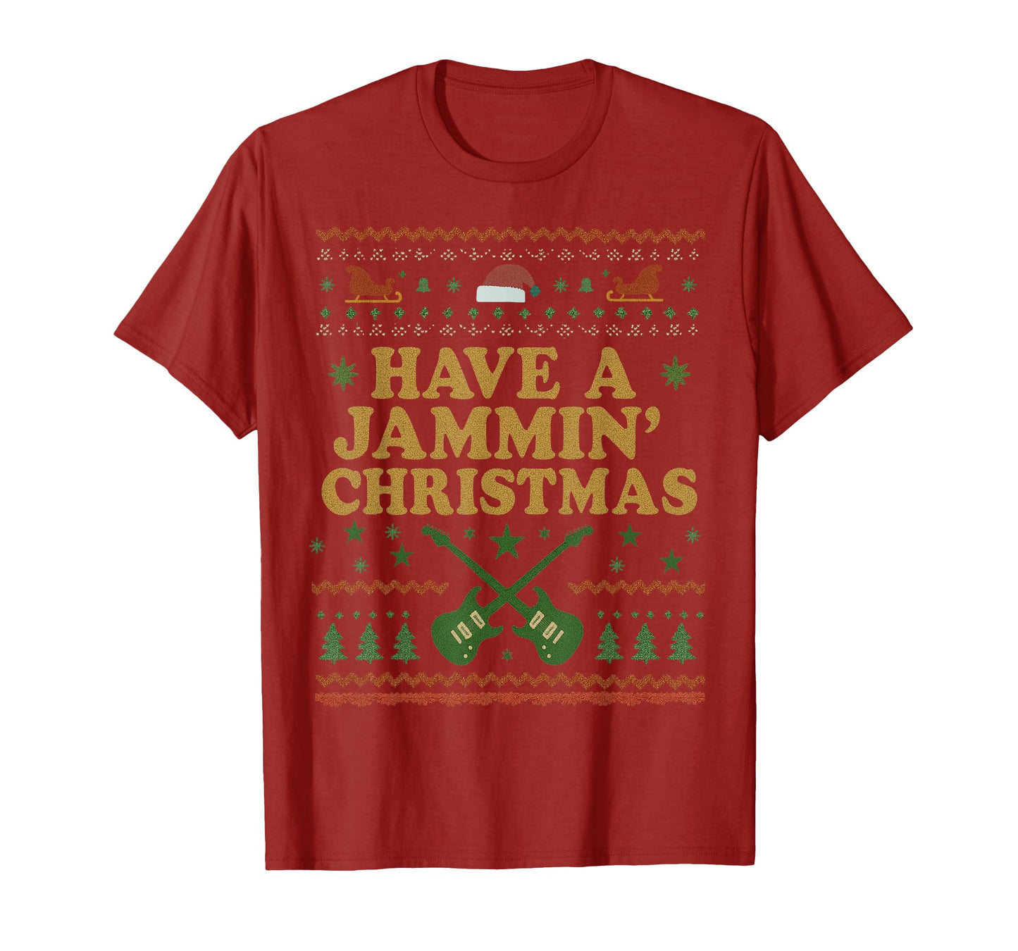 Rock Guitar Christmas Vintage Funny Xmas T-Shirt