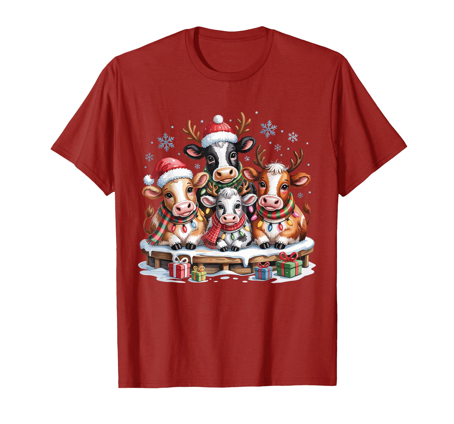 Cow Christmas Cute Farm Animal Lovers Funny Holiday Pajamas T-Shirt