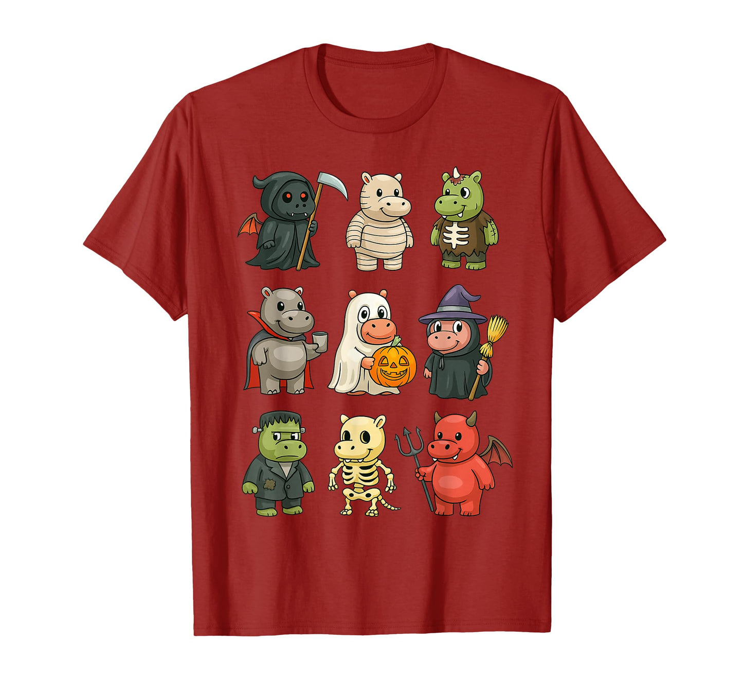 Funny Hippo Ghost Witch Zombie Halloween Costume Boys Girls T-Shirt