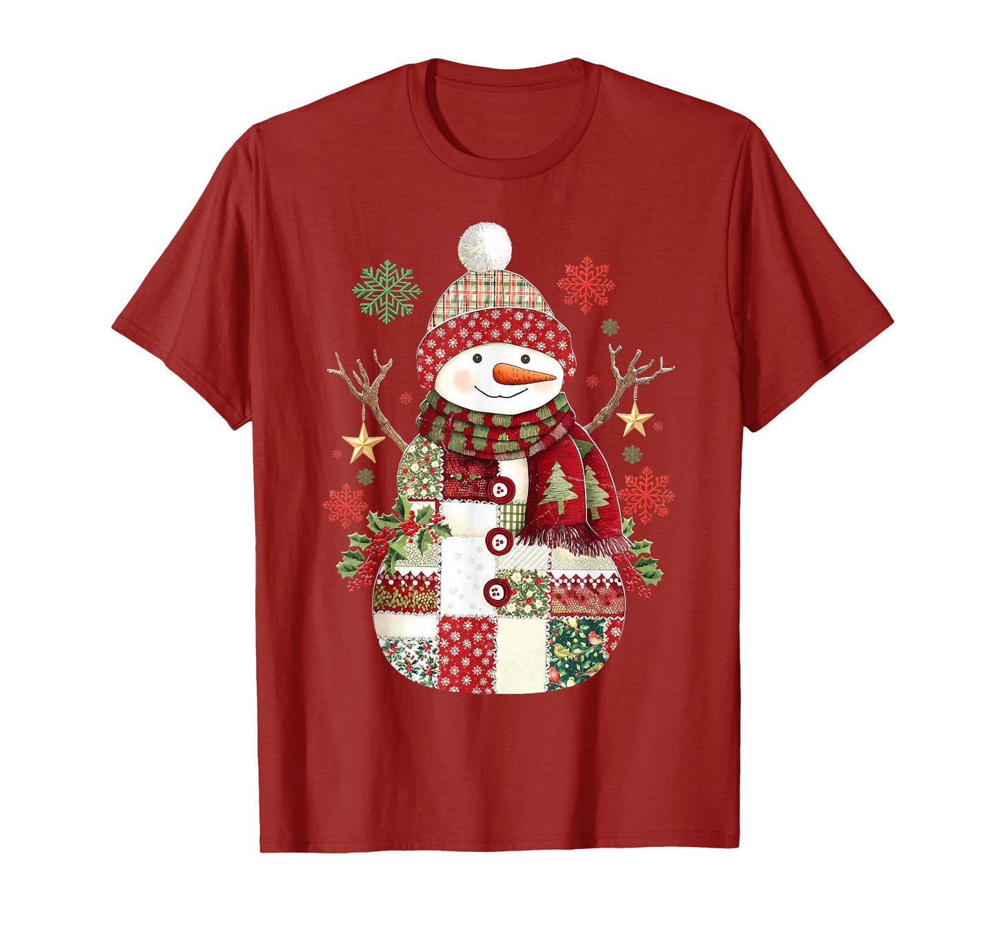 Patchwork Snowman Preppy Girly Christmas Xmas Holiday Kids T-Shirt