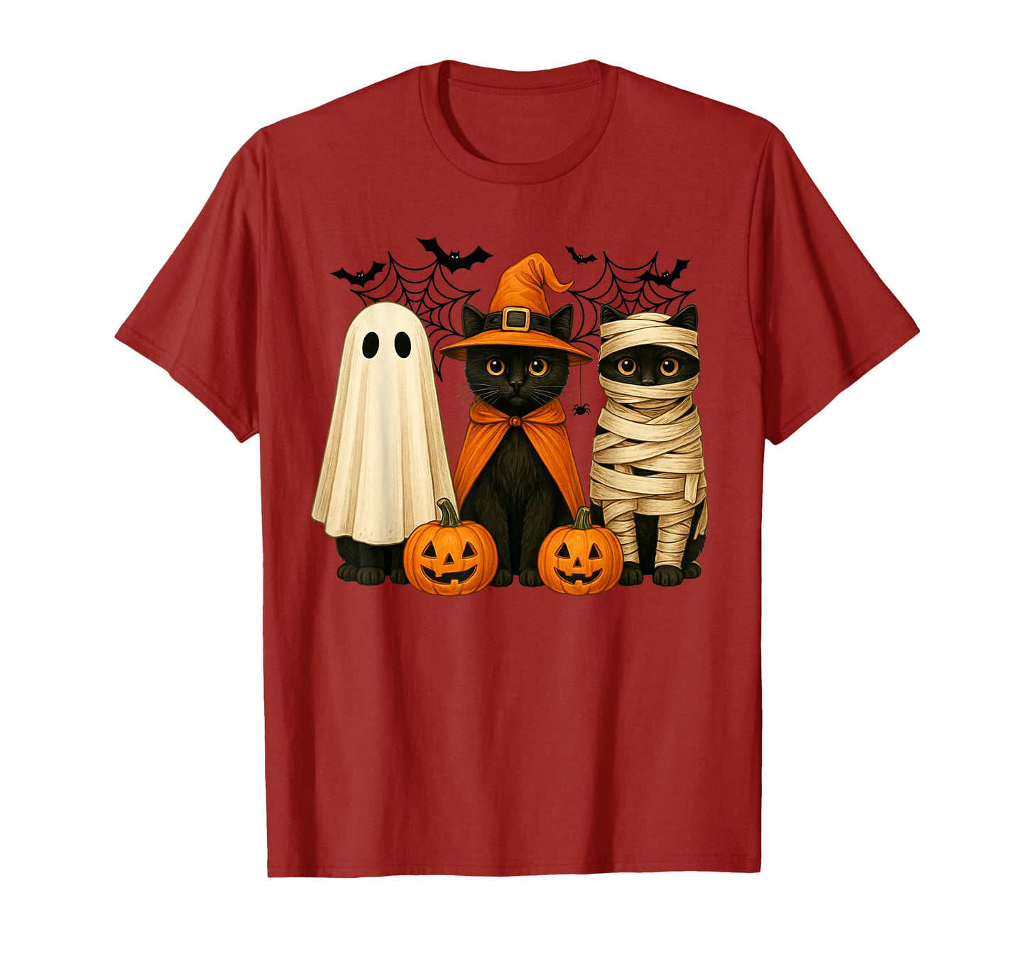 Retro Black Cat Witch Scary Halloween Costume Men Women Kid T-Shirt