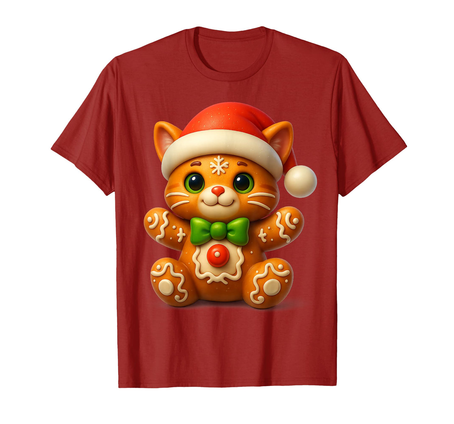 Funny Gingerbread Man Cat Christmas Womens Mens Gifts T-Shirt