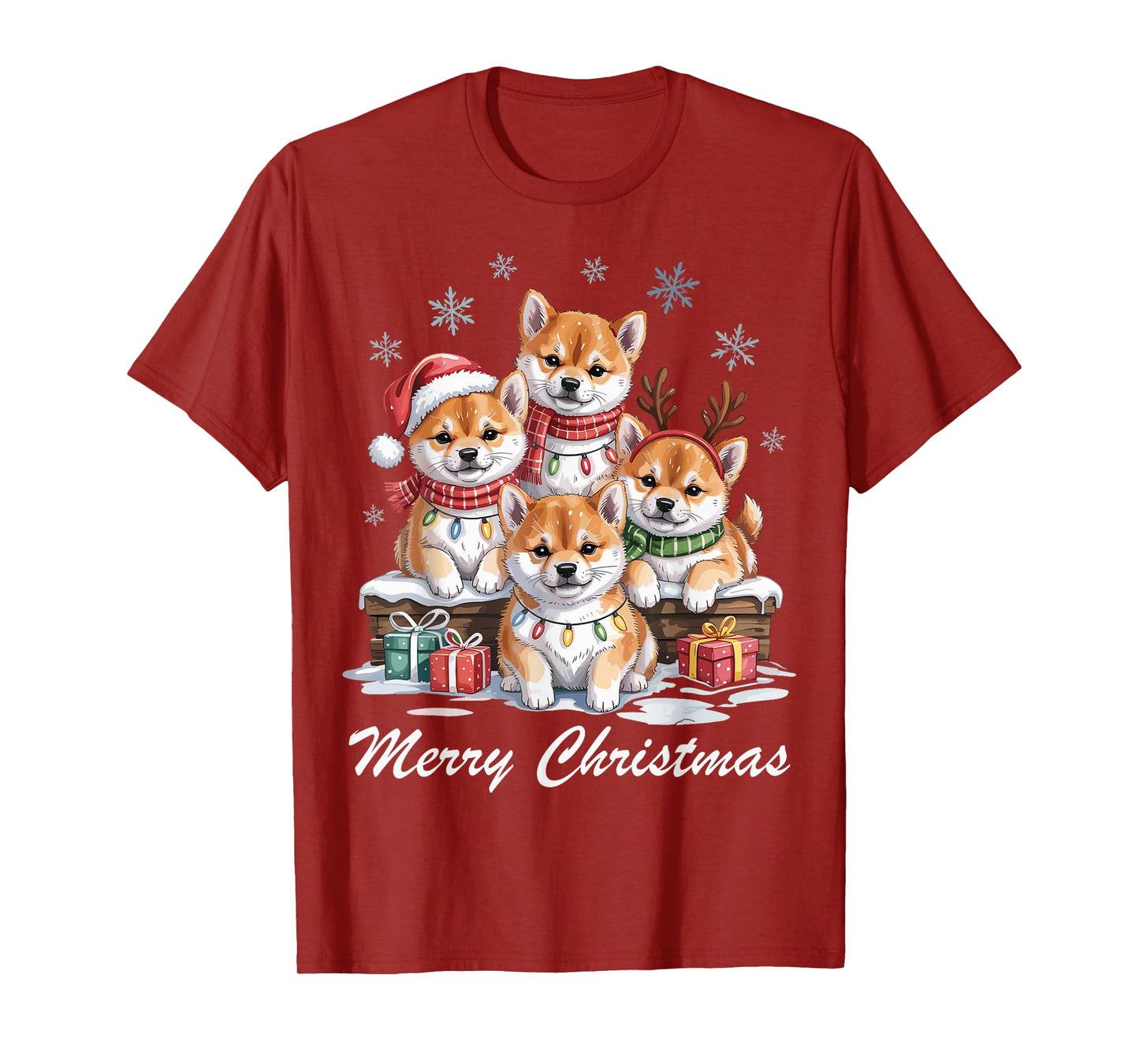 Shiba Inu Merry Christmas Funny Dog Lovers Holiday Pajama T-Shirt