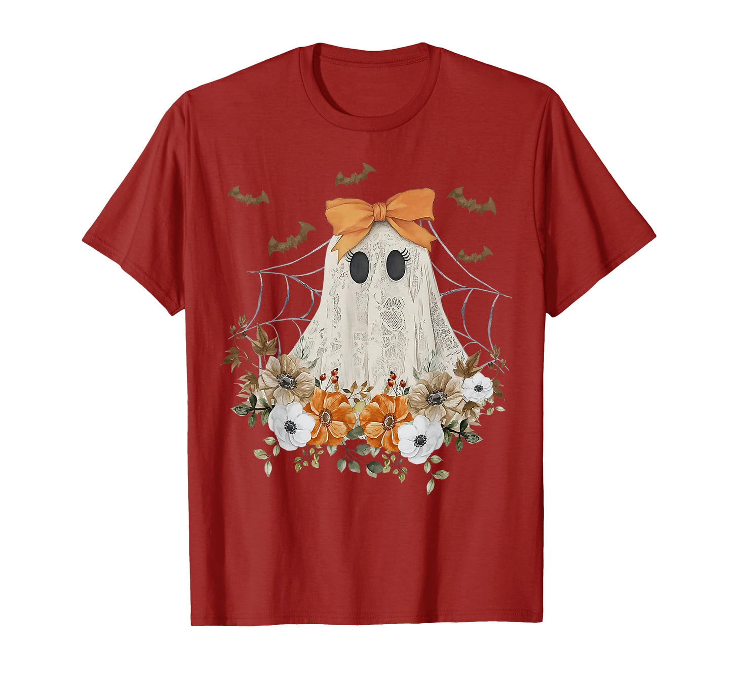 Coquette Ghost Flower Ghost Spooky Lace T-Shirt