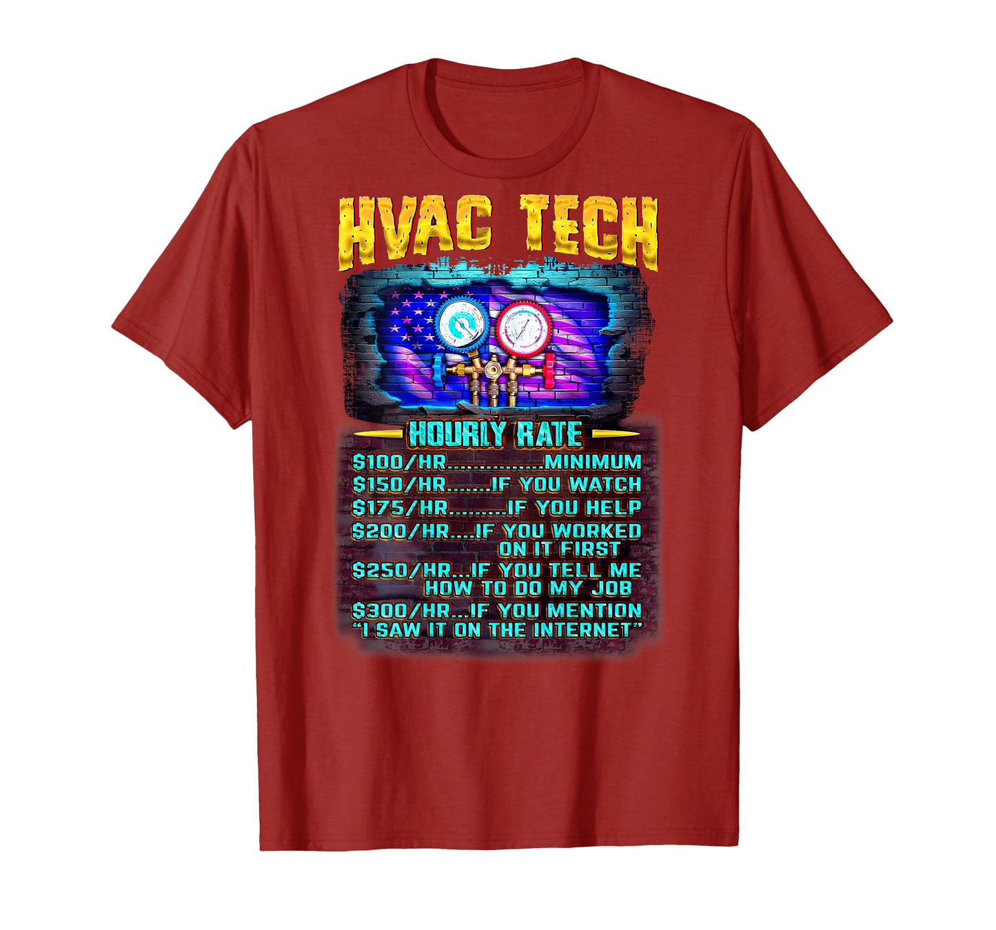 Funny HVAC Technician hourly rate T-Shirt - Adults, Unisex, Short Sleeve, Black, X-Small, Classic Fit, Polyester 100%, Vintage Modern Blend, HVAC Technicians, HVAC Enthusiasts, Fun-loving Adults