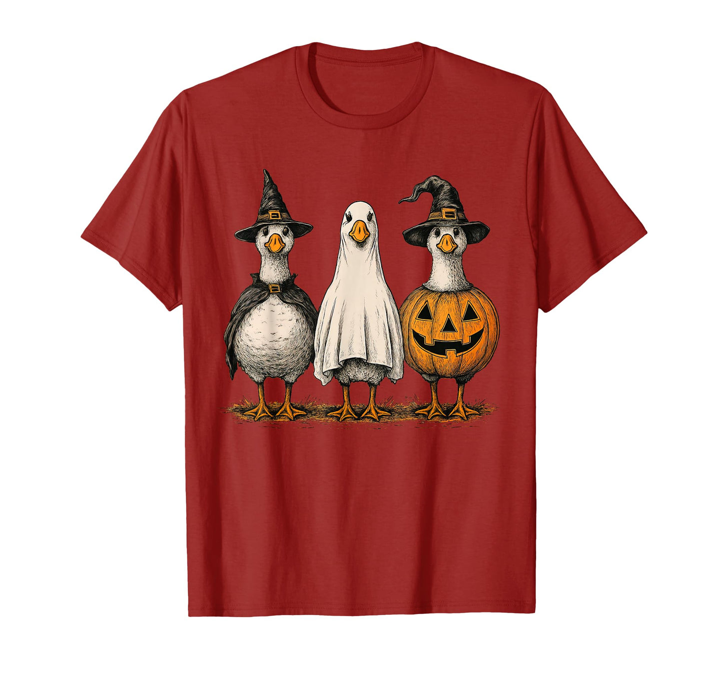 Funny Silly Goose Halloween Ghost Pumpkin Witch T-Shirt