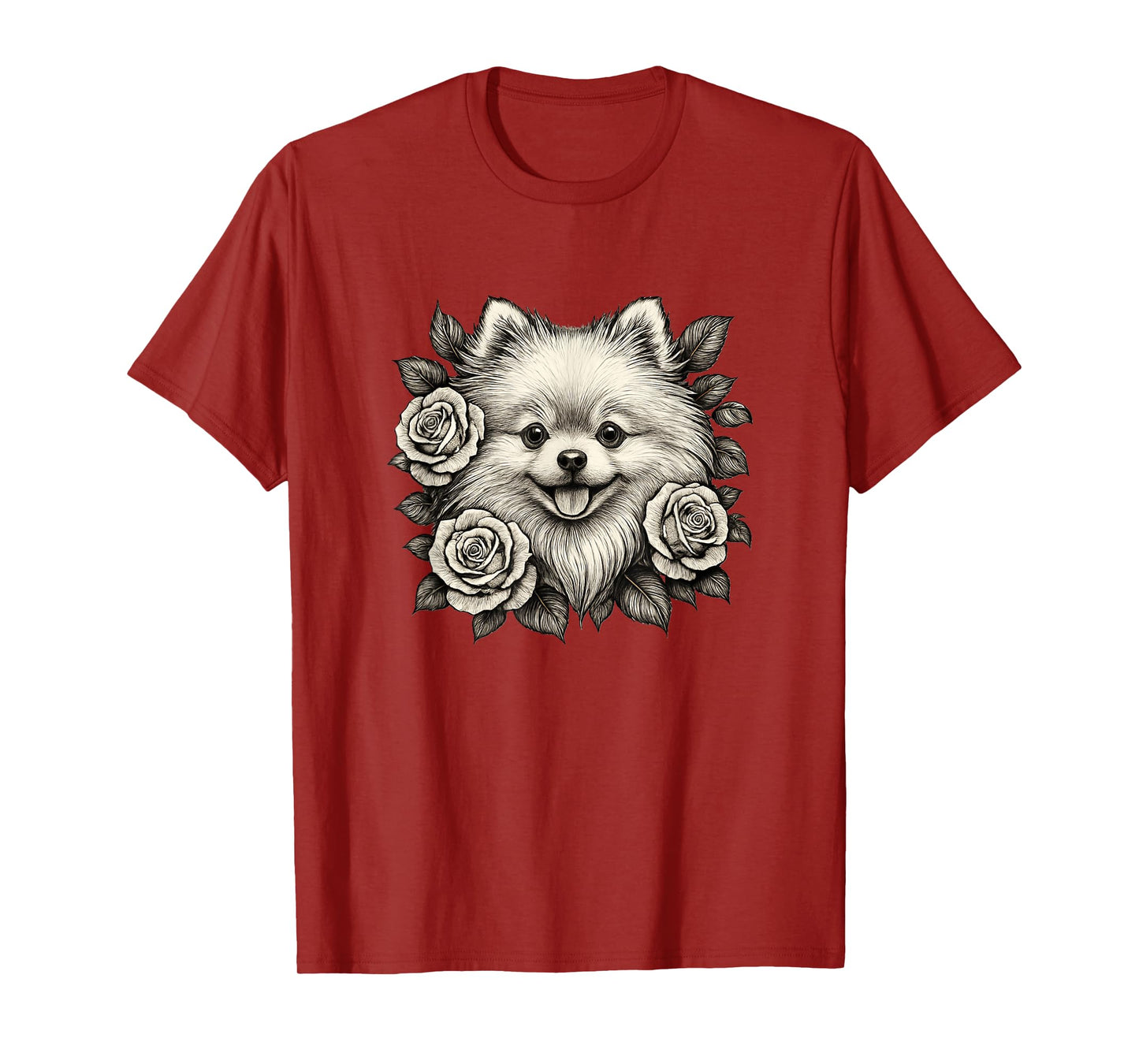Pomeranian Vintage Roses Retro Tattoo T-Shirt