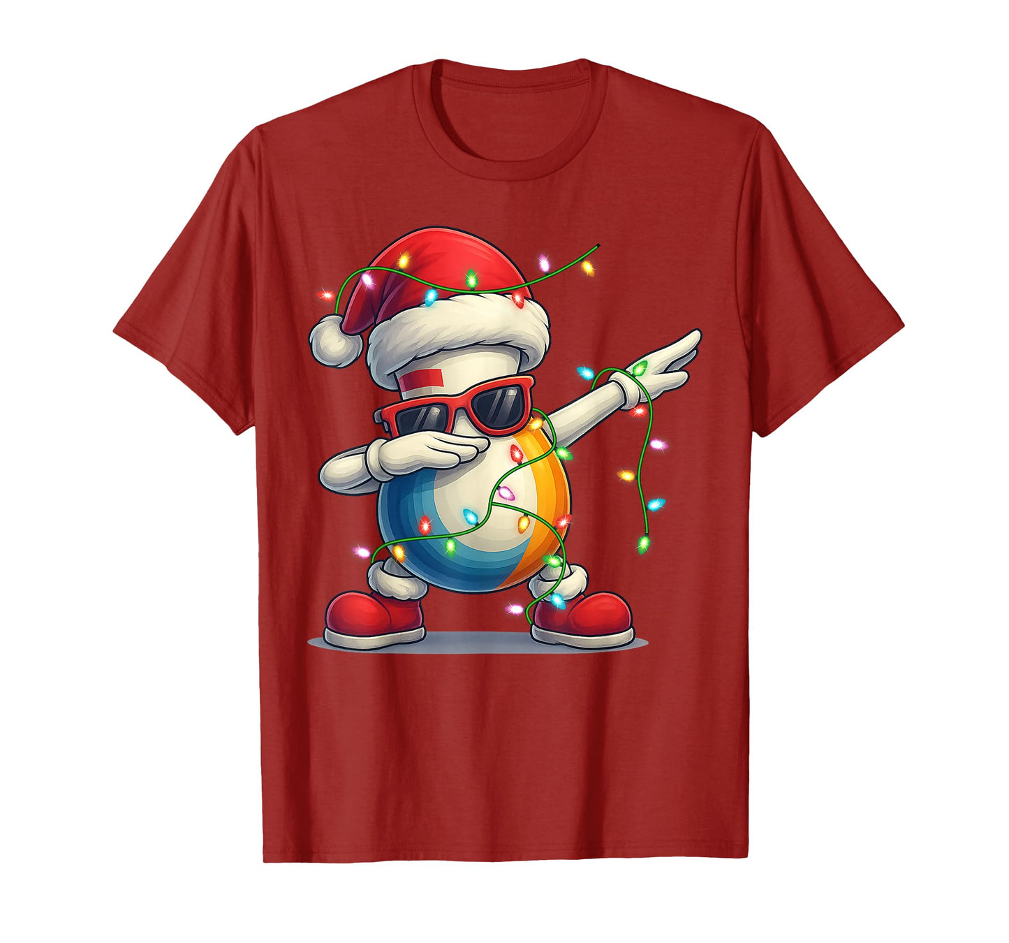 Bowling Christmas Tee Santa Dabbing Funny Sports Lover Boys T-Shirt