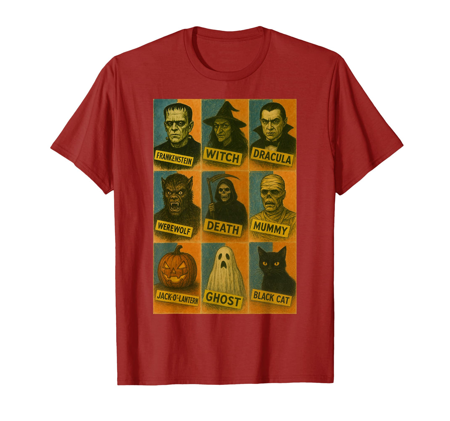 Halloween Classic Monsters Vintage T-Shirt