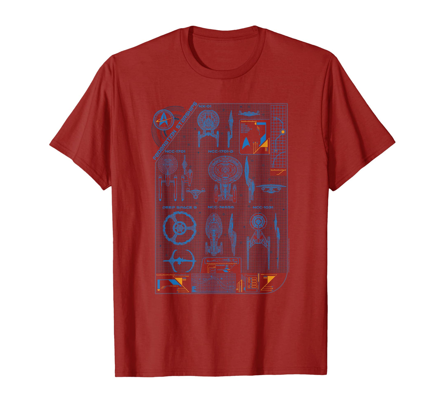 Star Trek Federation Starships Blueprints Group Shot Vintage T-Shirt