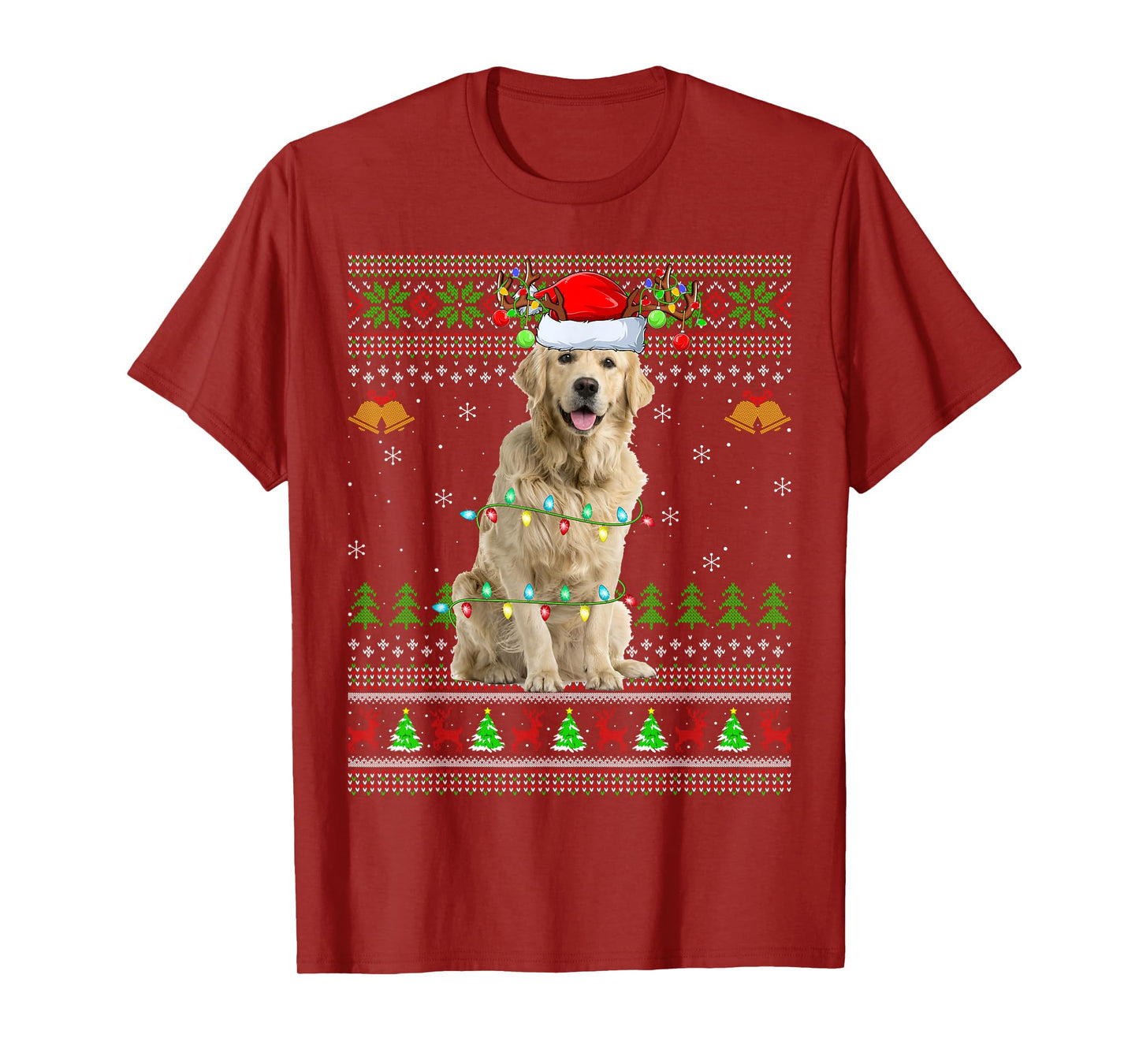 Golden Retriever Dog Ugly Christmas Sweaters Holiday Xmas T-Shirt