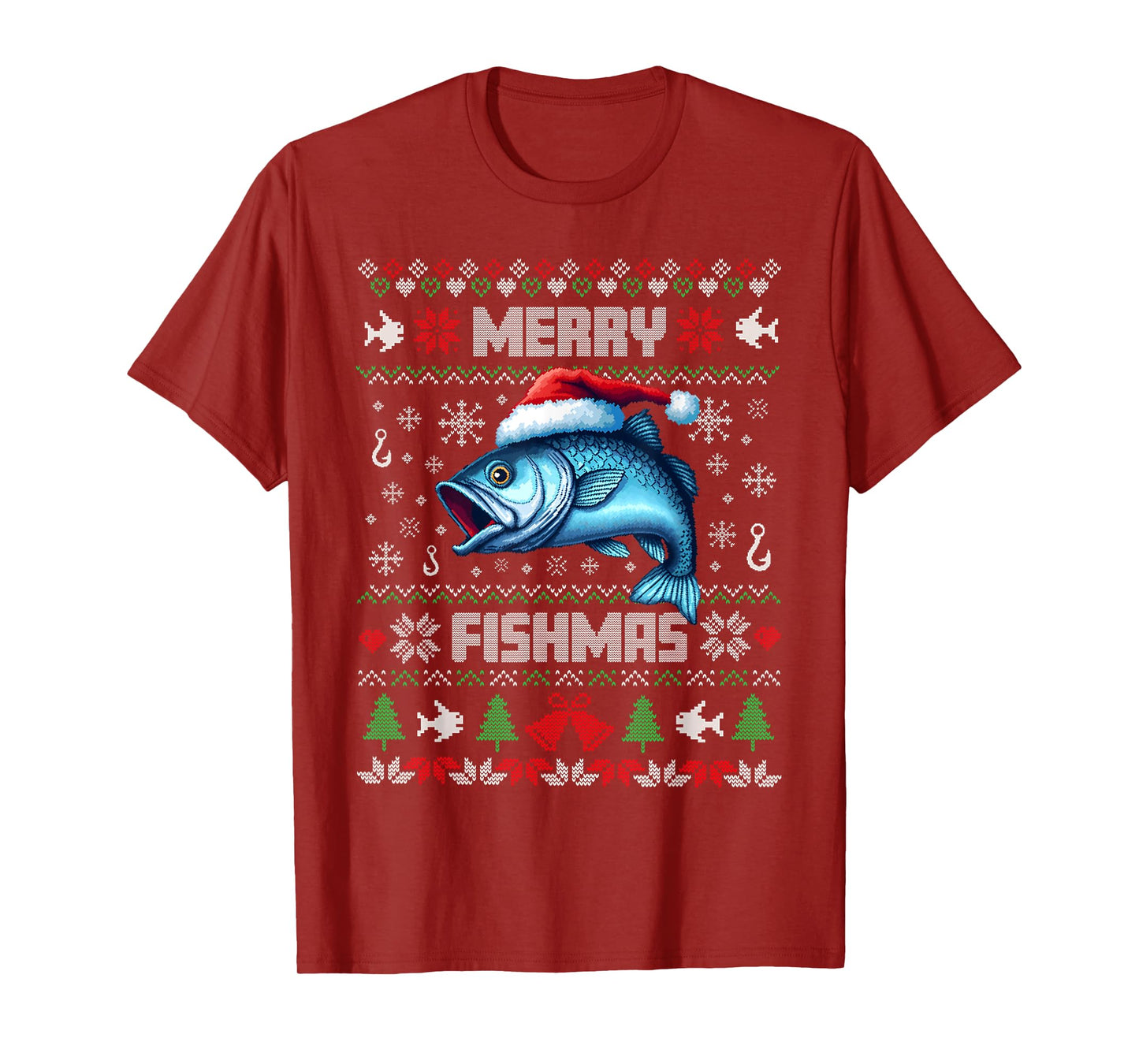Merry Fishmas Funny Xmas Fishing Ugly Christmas Men Women T-Shirt
