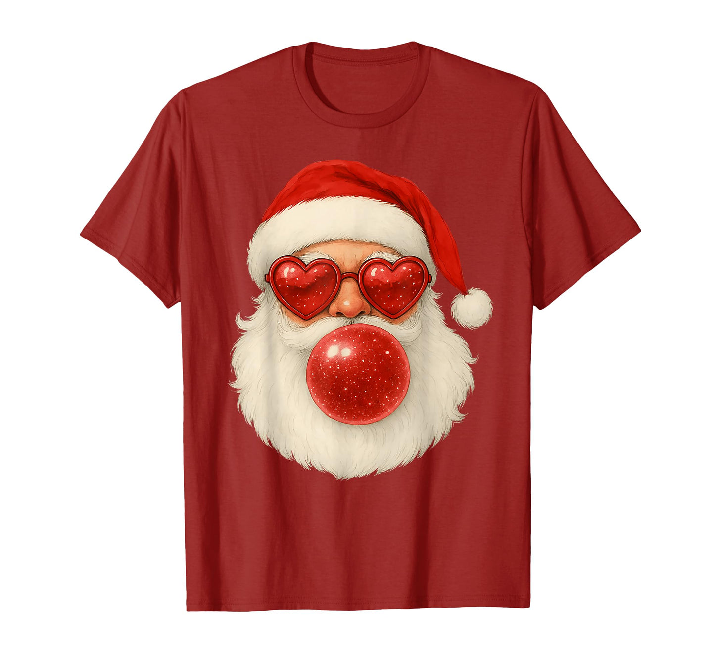 Red Santa Christmas Bubble Gum Sunglasses Vintage Retro T-Shirt