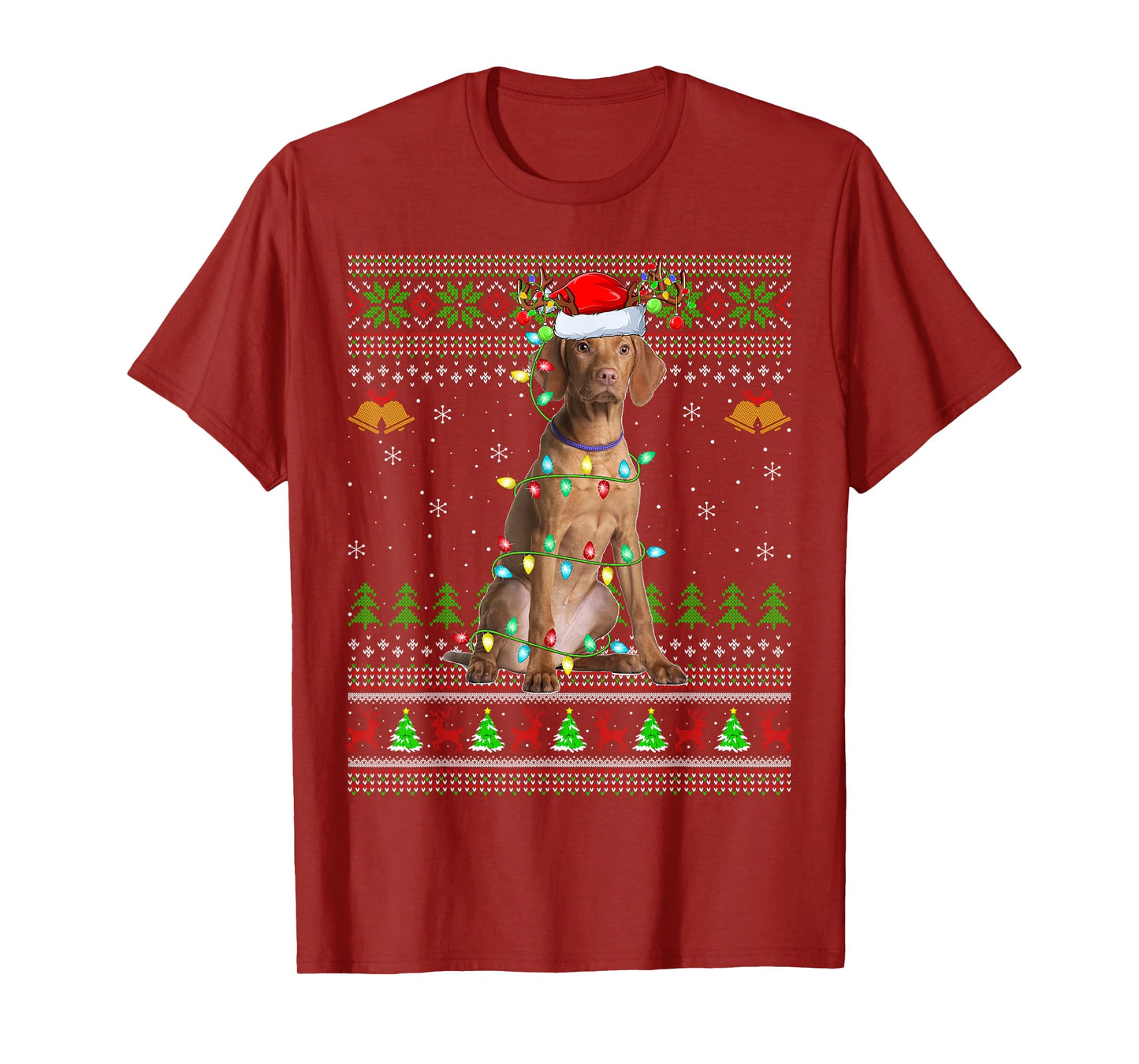 Vizsla Dog Ugly Christmas Sweaters Holiday Santa Xmas T-Shirt
