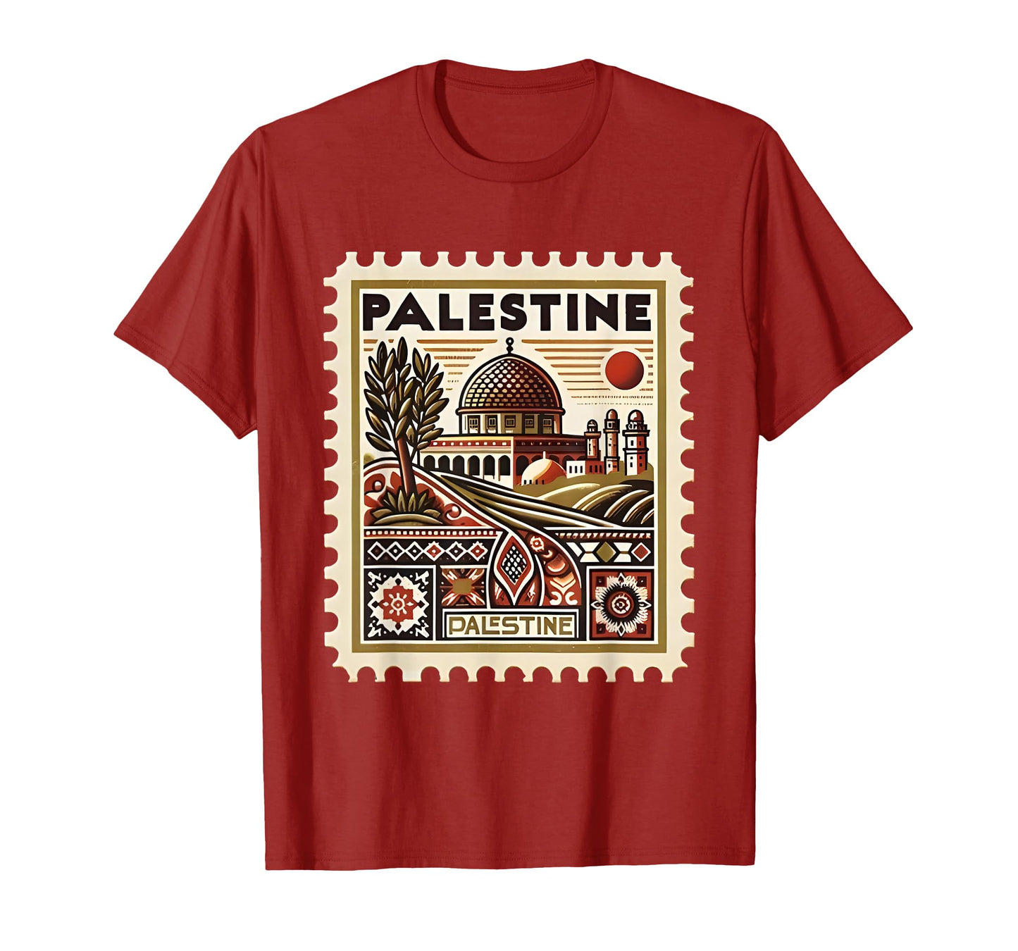 Vintage Palestine Stamp Dome Cultural Heritage Art T-Shirt