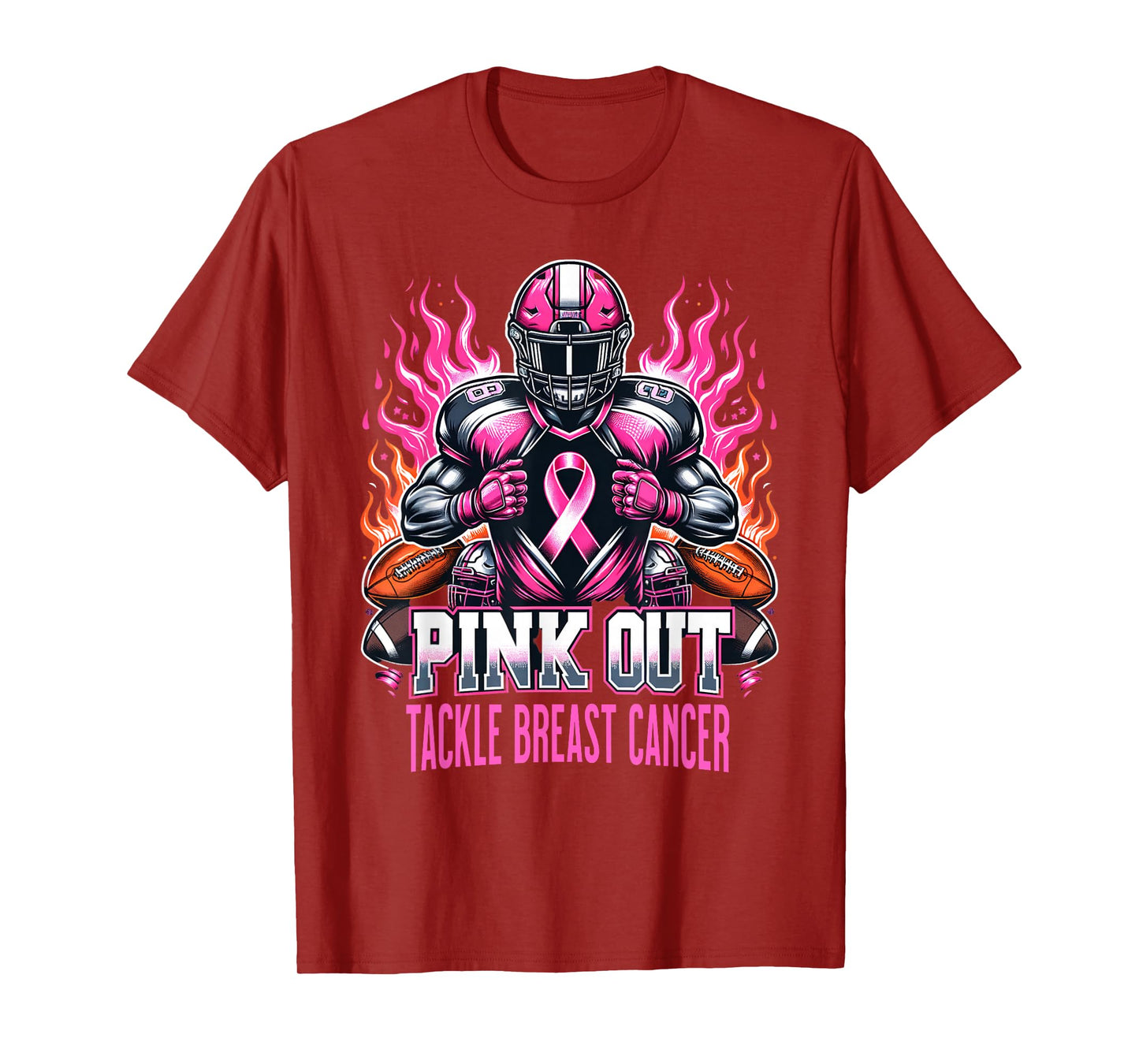 Pink Out Tackle Breast Cancer Awareness American Football T-Shirt