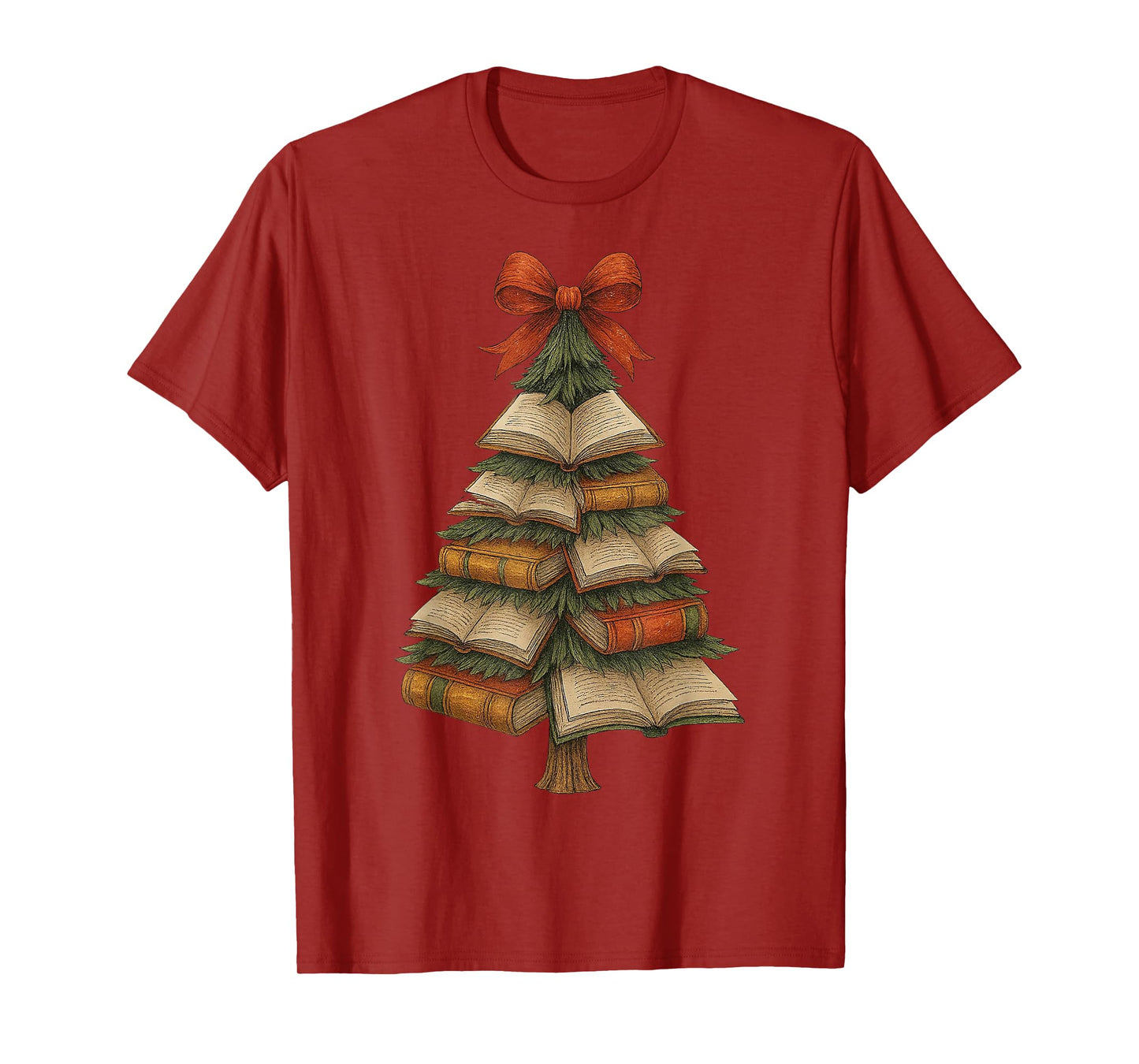 Vingate Retro Christmas Tree Coquette Xmas Book Club Book T-Shirt