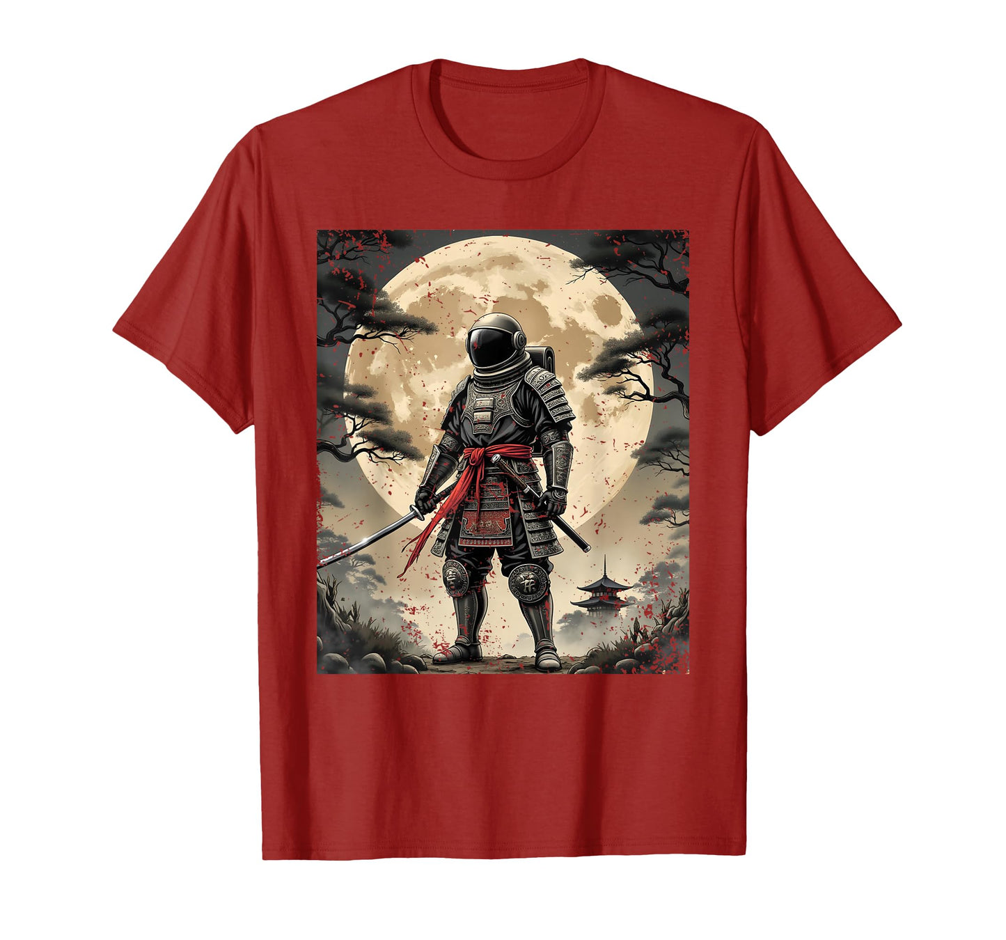 Samurai Astronaut Japanese Moon Vintage Graphic Ukiyo-e Art T-Shirt