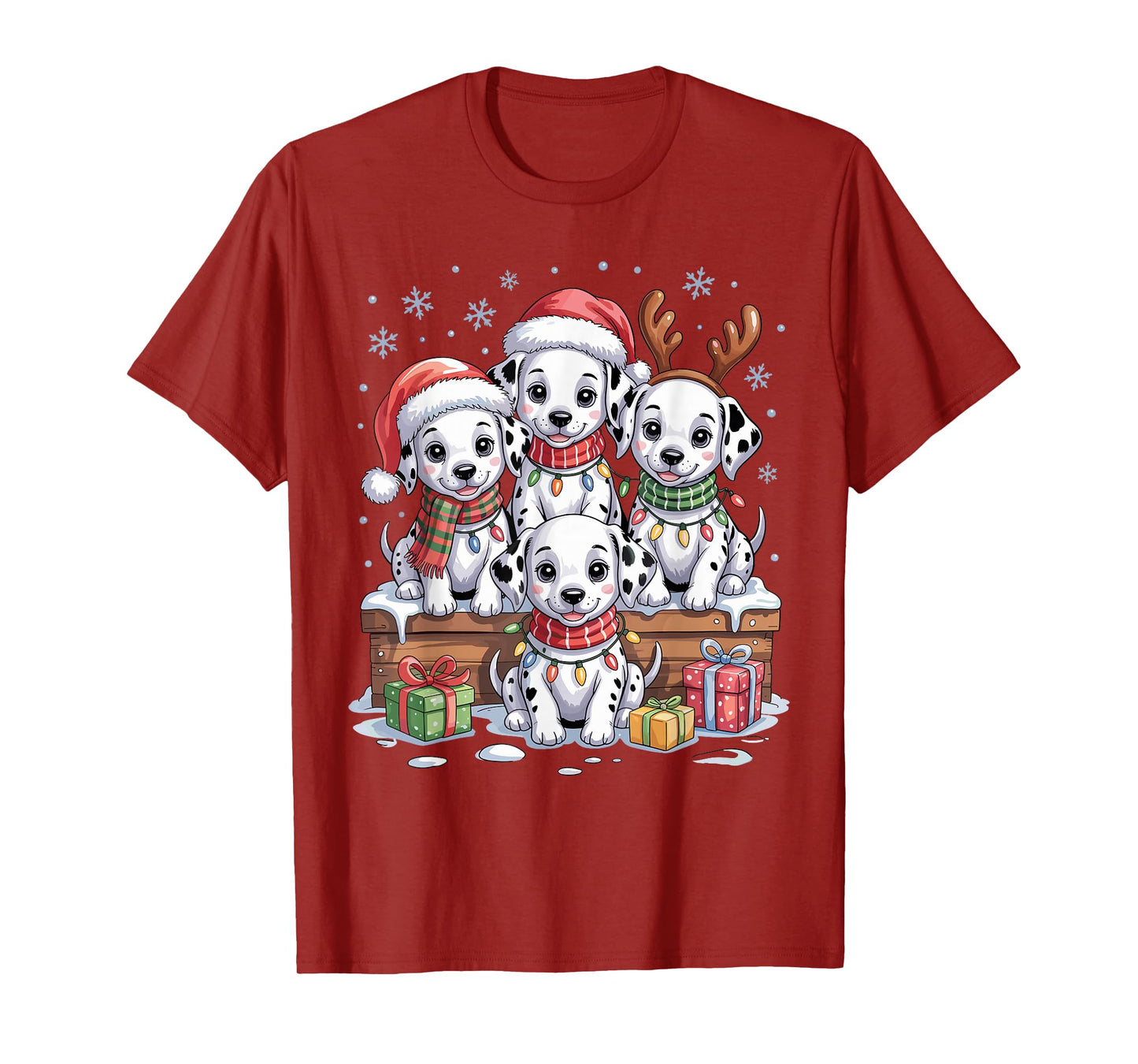 Cute Dalmatian Christmas Puppies Dog Lovers Funny Holiday T-Shirt