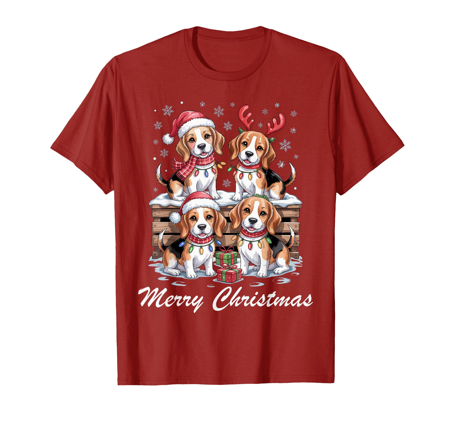 Beagle Merry Christmas Funny Dog Lovers Holiday Pajama T-Shirt