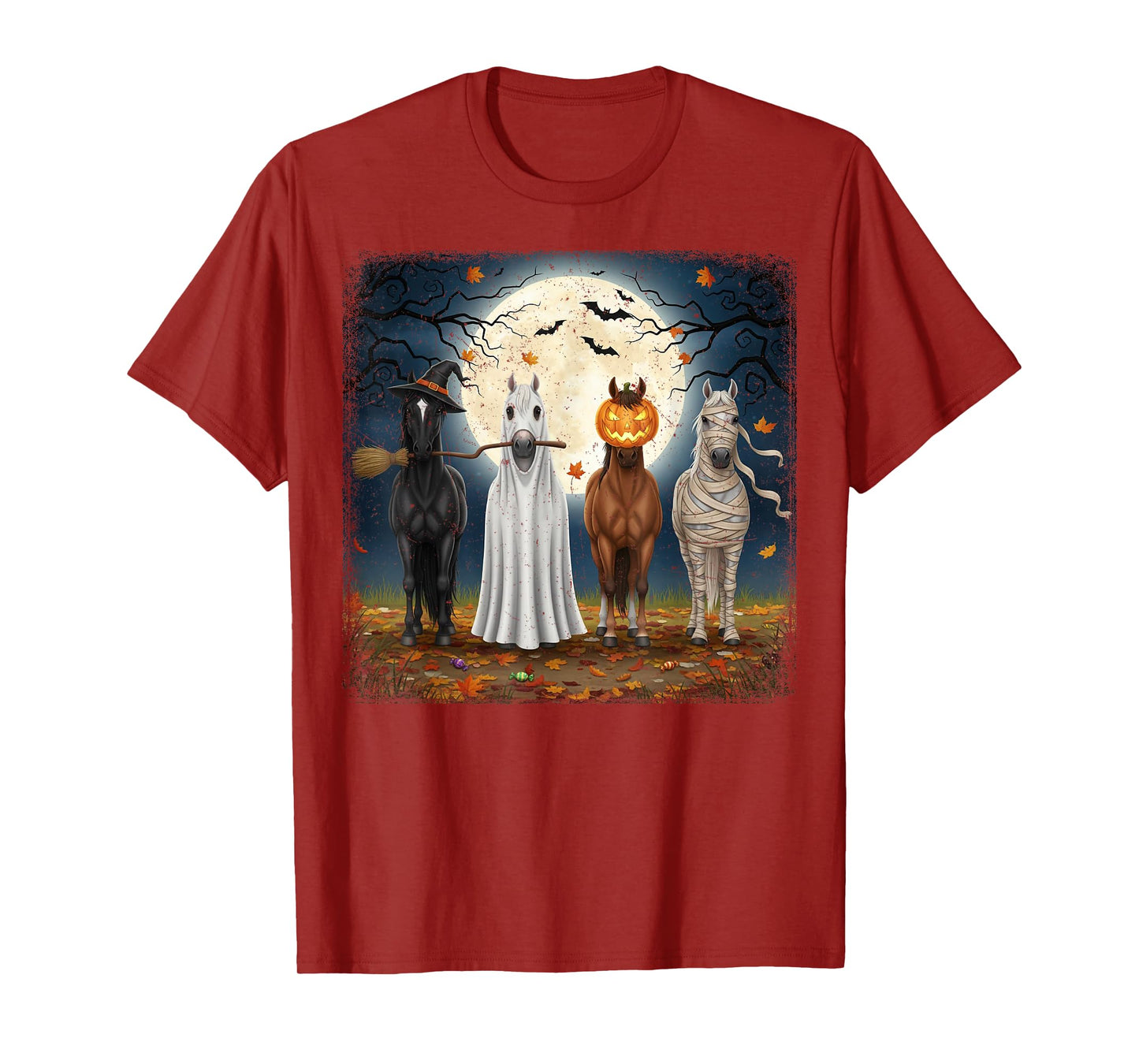 Creepy Cute Halloween Horse Design for Equestrian Woman Girl T-Shirt