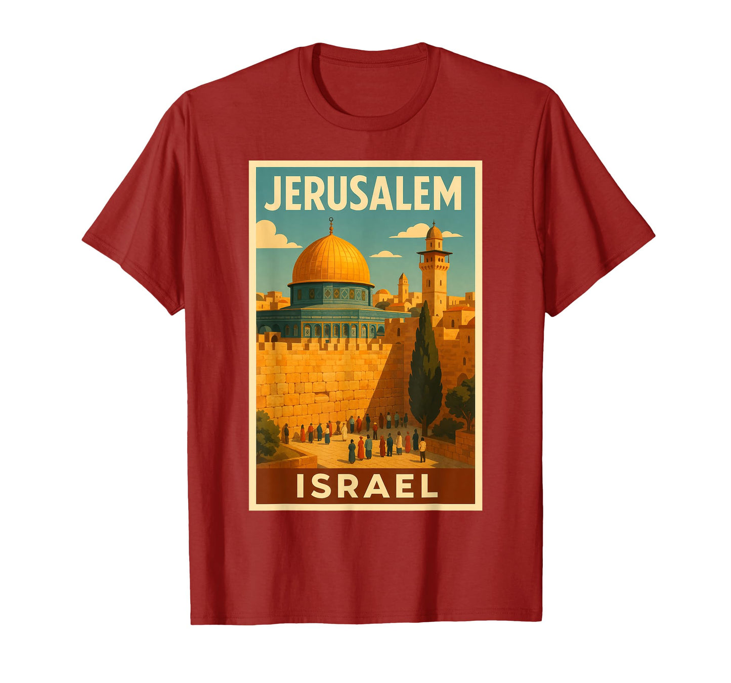 Jerusalem Skyline Art Print - Iconic Dome of the Rock T-Shirt