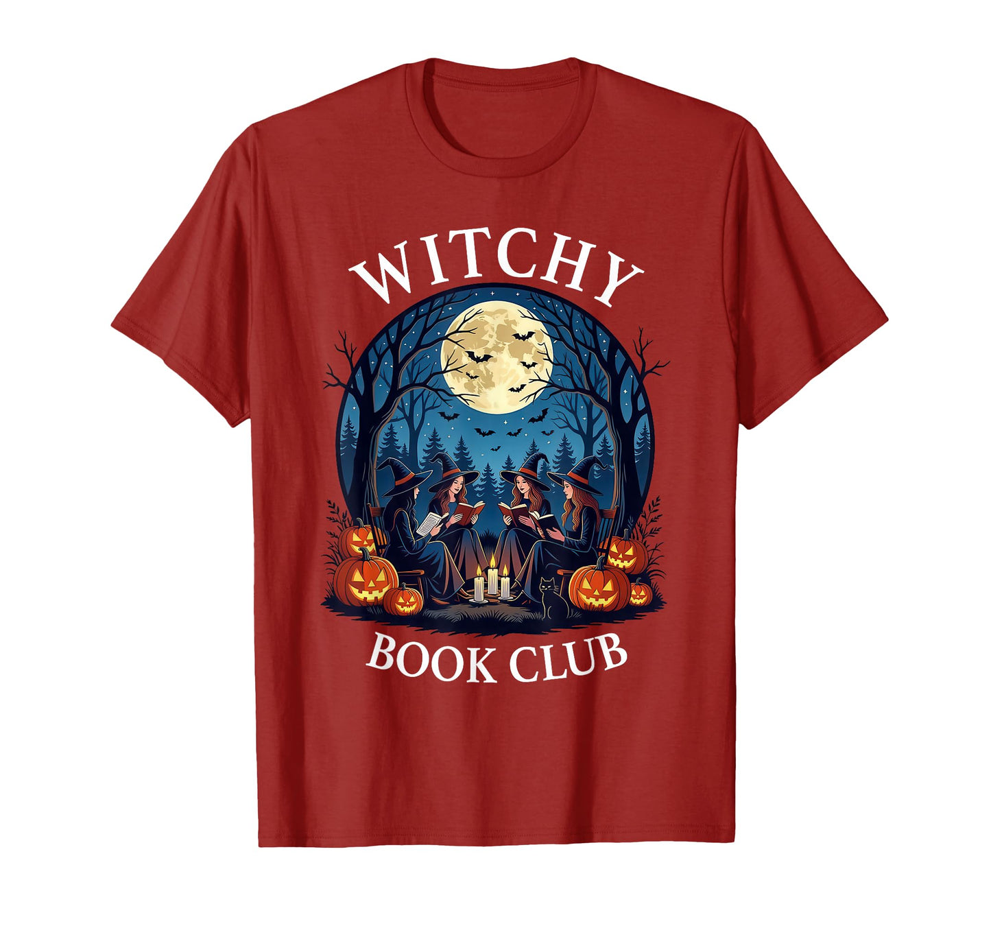 Witchy Book Club Reading Witches Halloween Moon T-Shirt
