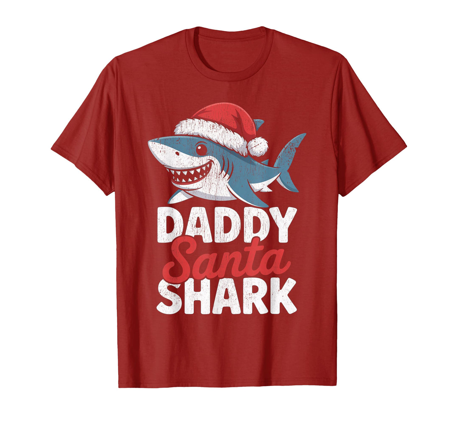 Papa Sharkmas Funny Shark Santa Hat Ugly Christmas Sweater T-Shirt