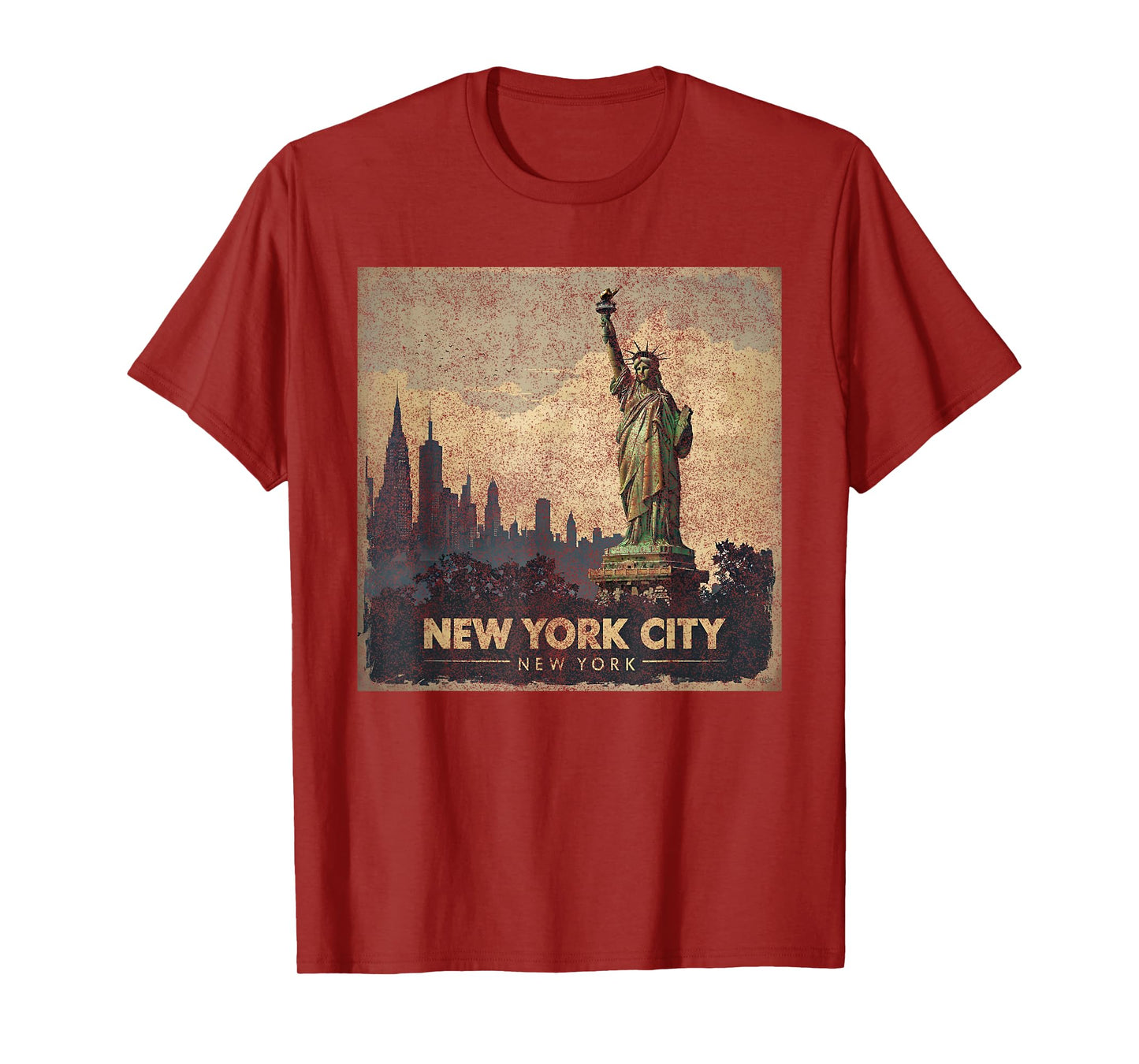 Retro Vintage NYC New York City skylines statue of liberty T-Shirt