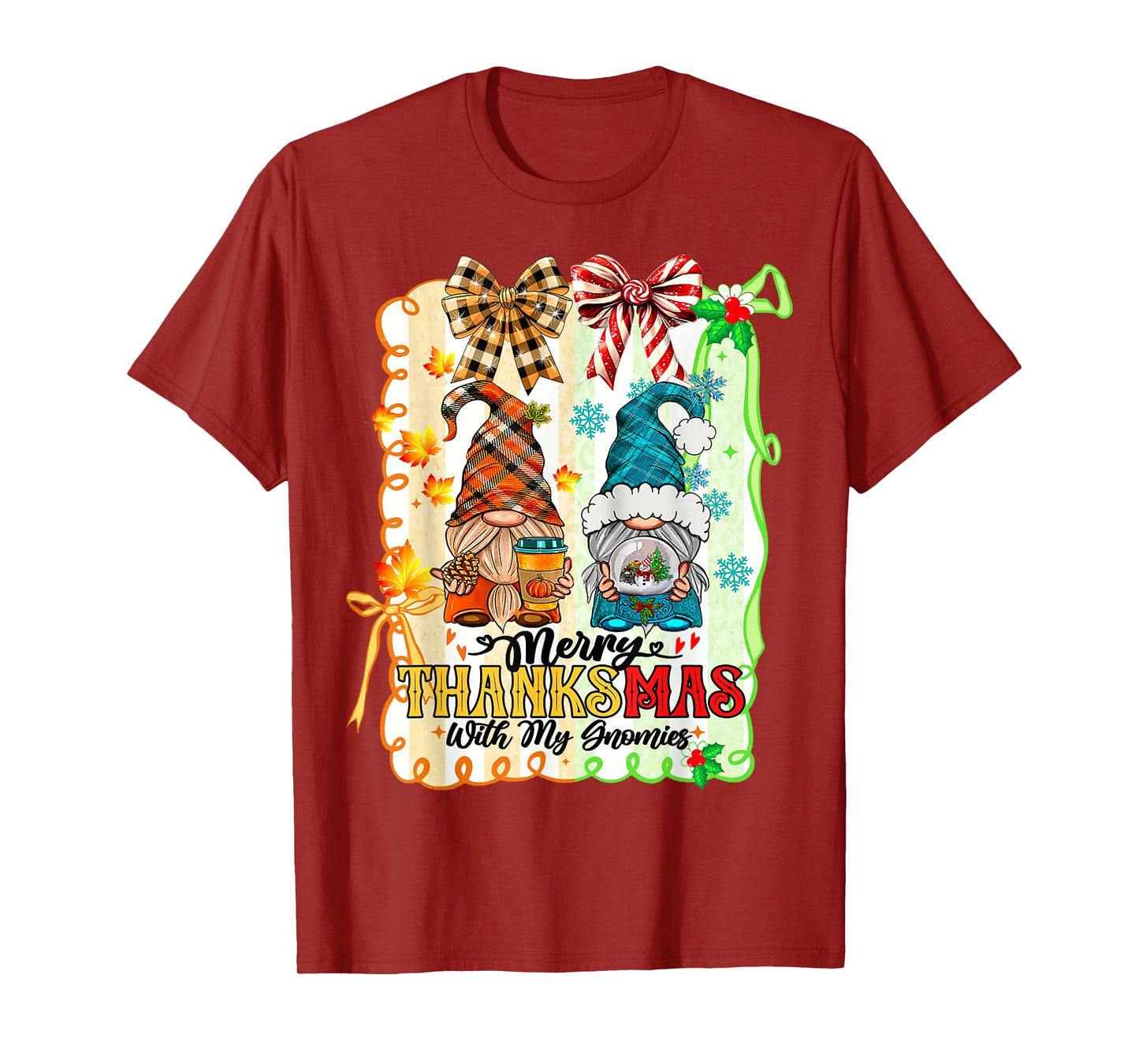 Merry Thanksmas with My Gnomies Mixed Thanksgiving Christmas T-Shirt