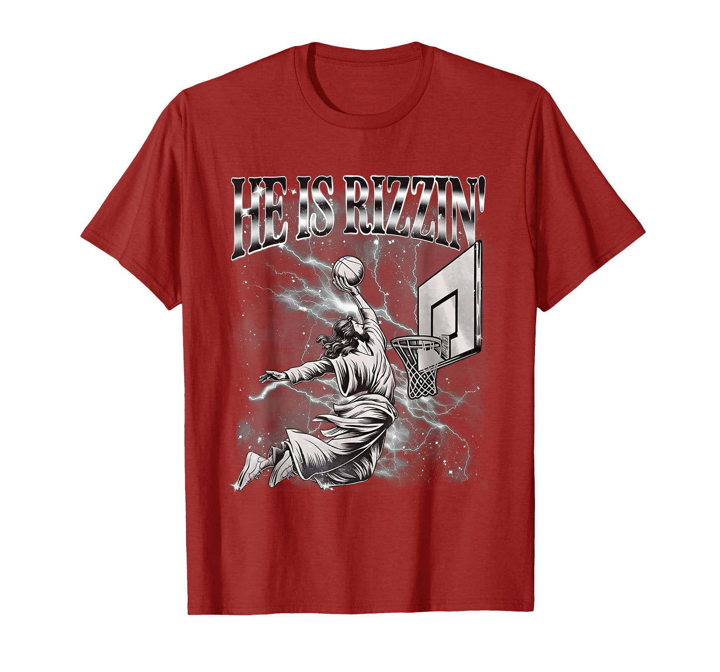 He Is Rizzin Funny Jesus Basketball Easter Christian Men Boy T-Shirt