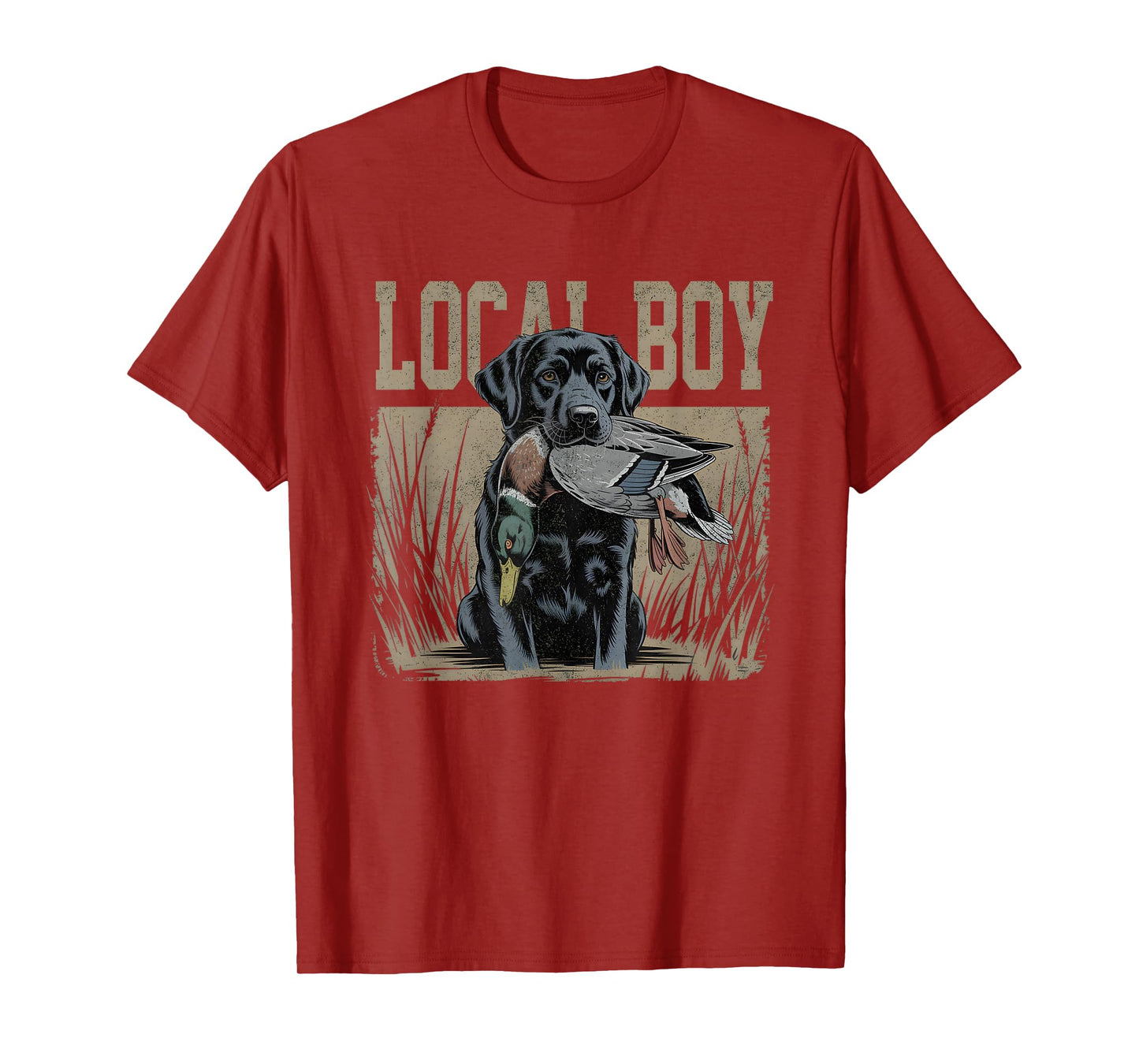 Local Boy Black Lab Hunting Dog Marsh Scene Sunset Vintage T-Shirt