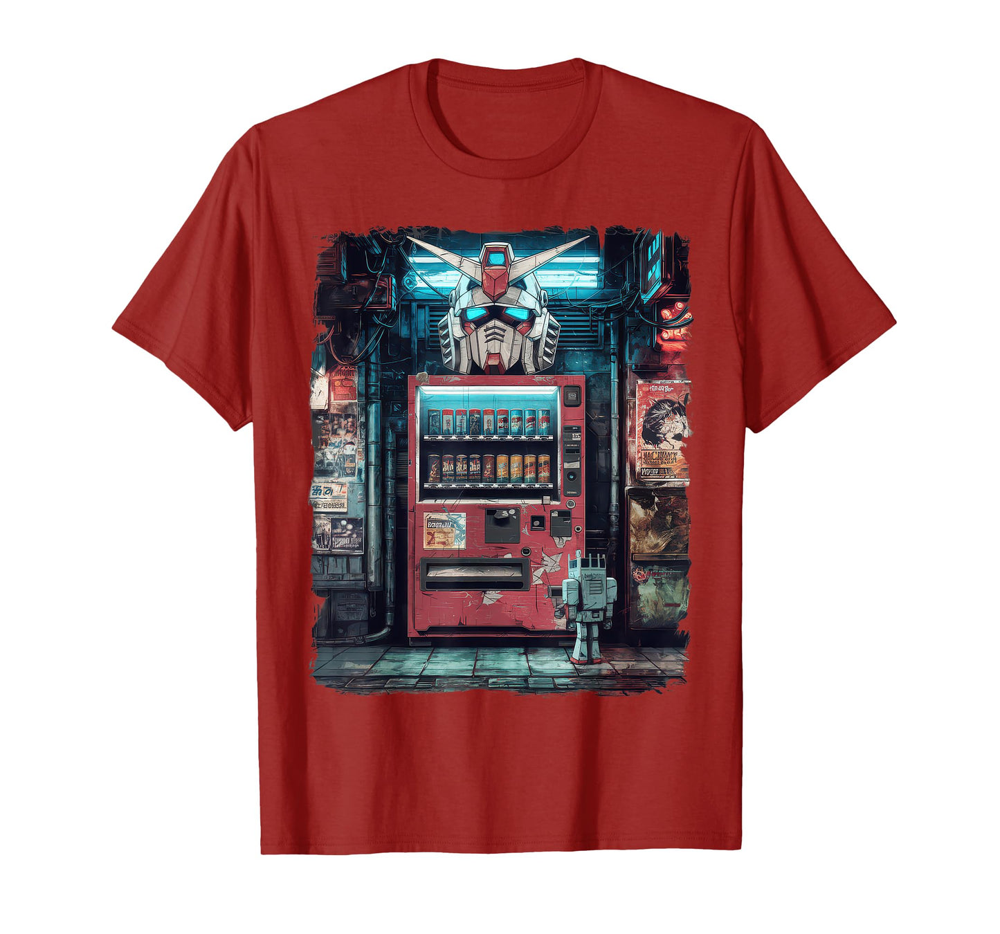 Mecha Tshirt Japanese Mecha Robot Head Anime Art Ukiyo-E T-Shirt